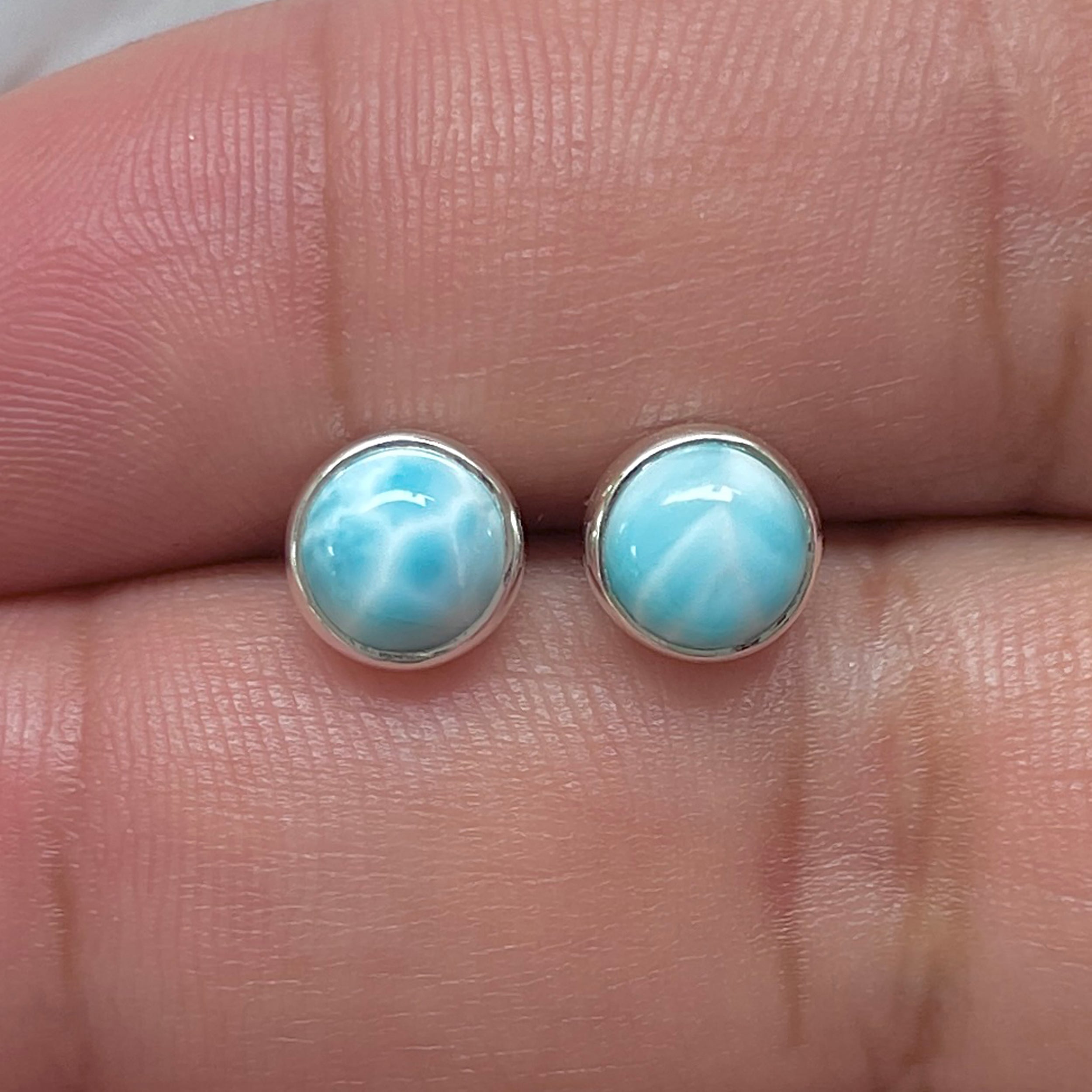 Larimar Stud Earring-(LAR-E-3257.)