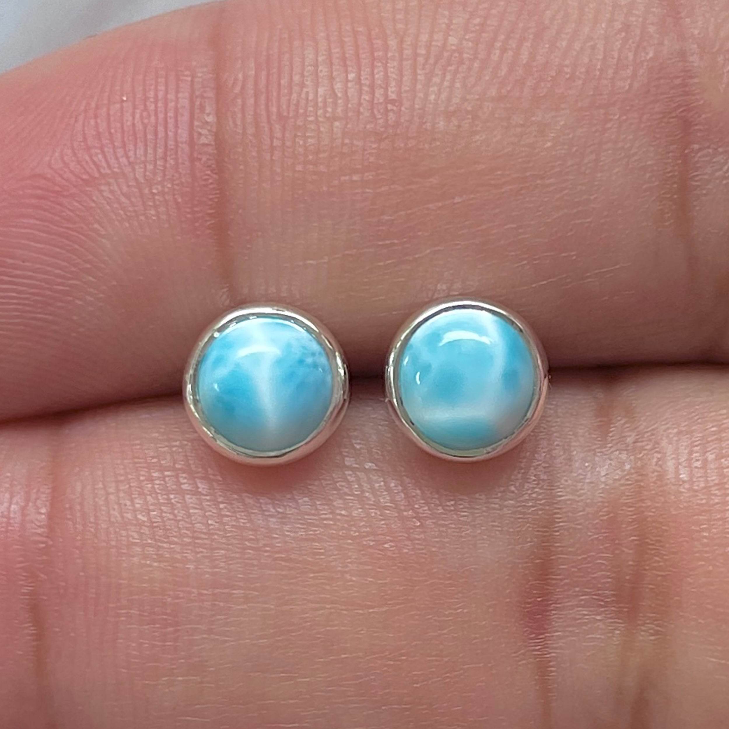 Larimar Stud Earring-(LAR-E-3259.)