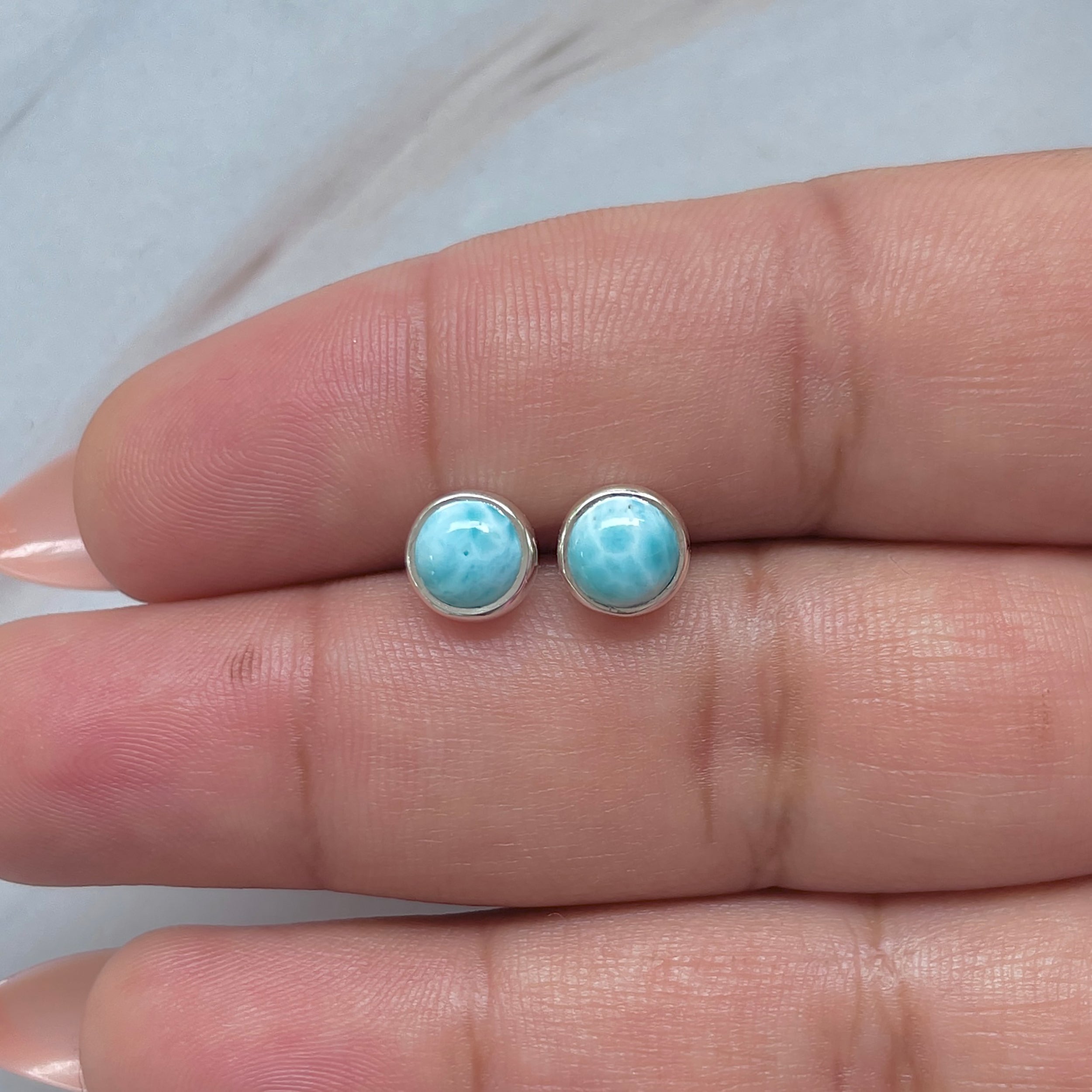 Larimar Stud Earring-(LAR-E-3261.)