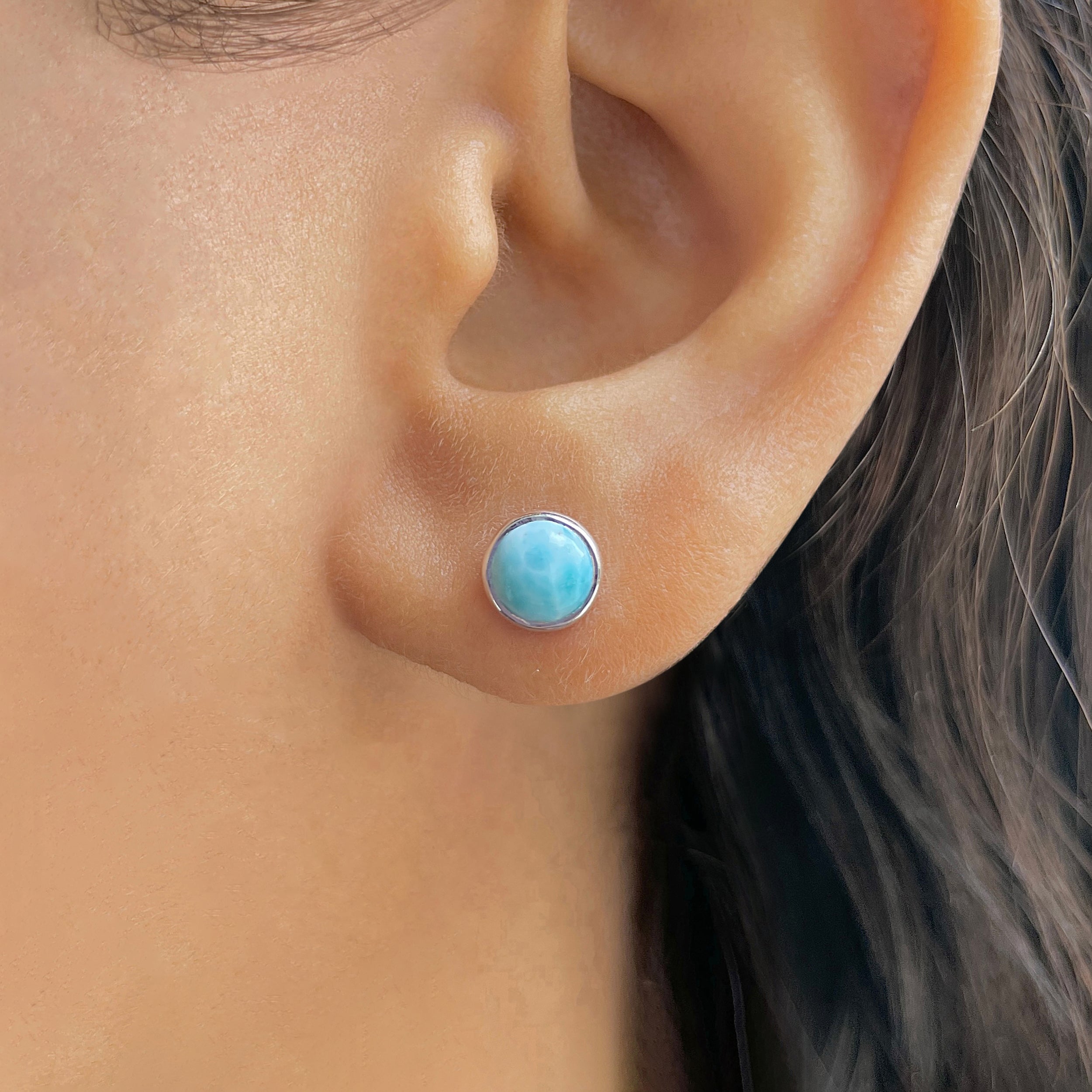 Larimar Stud Earring-(LAR-E-3261.)