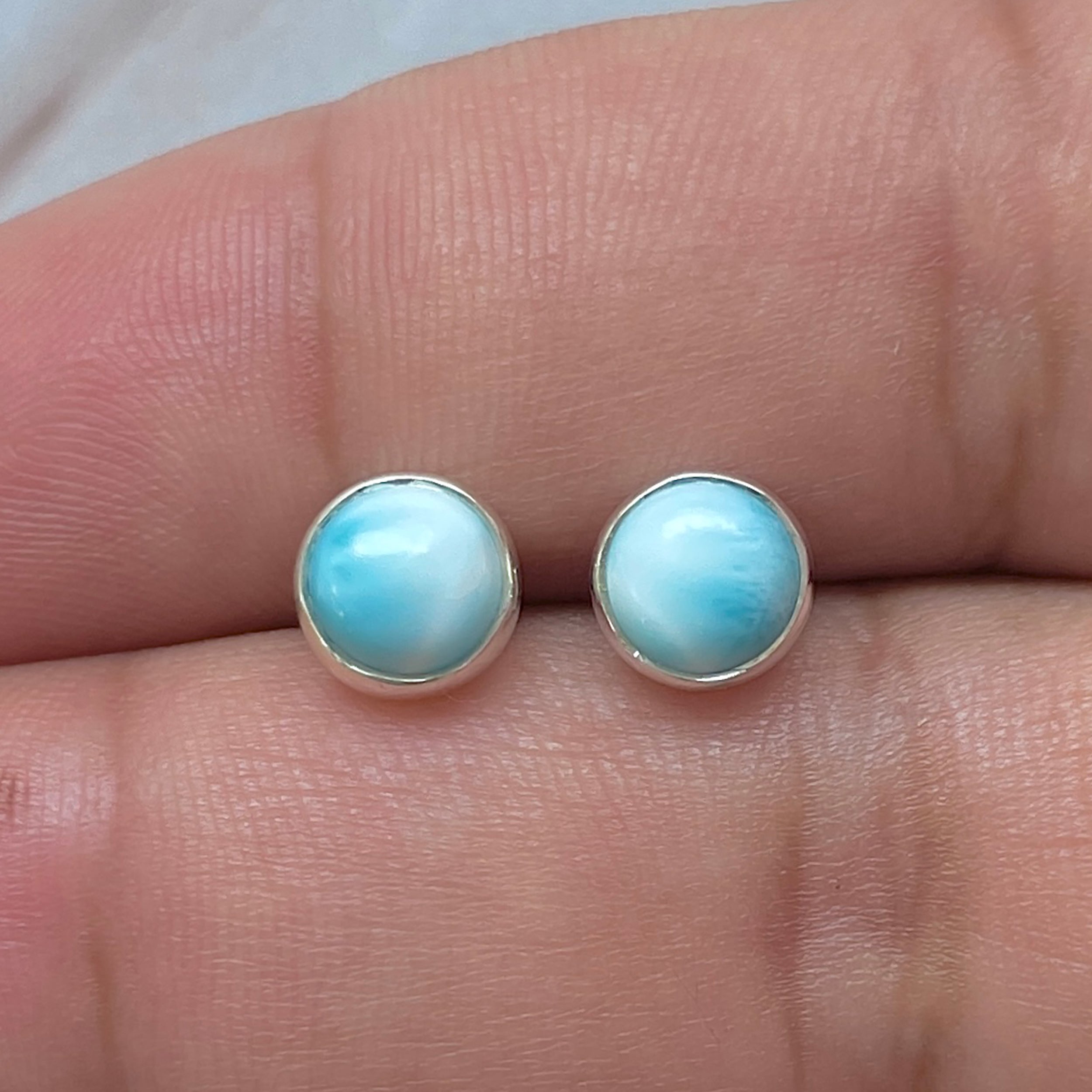 Larimar Stud Earring-(LAR-E-3265.)