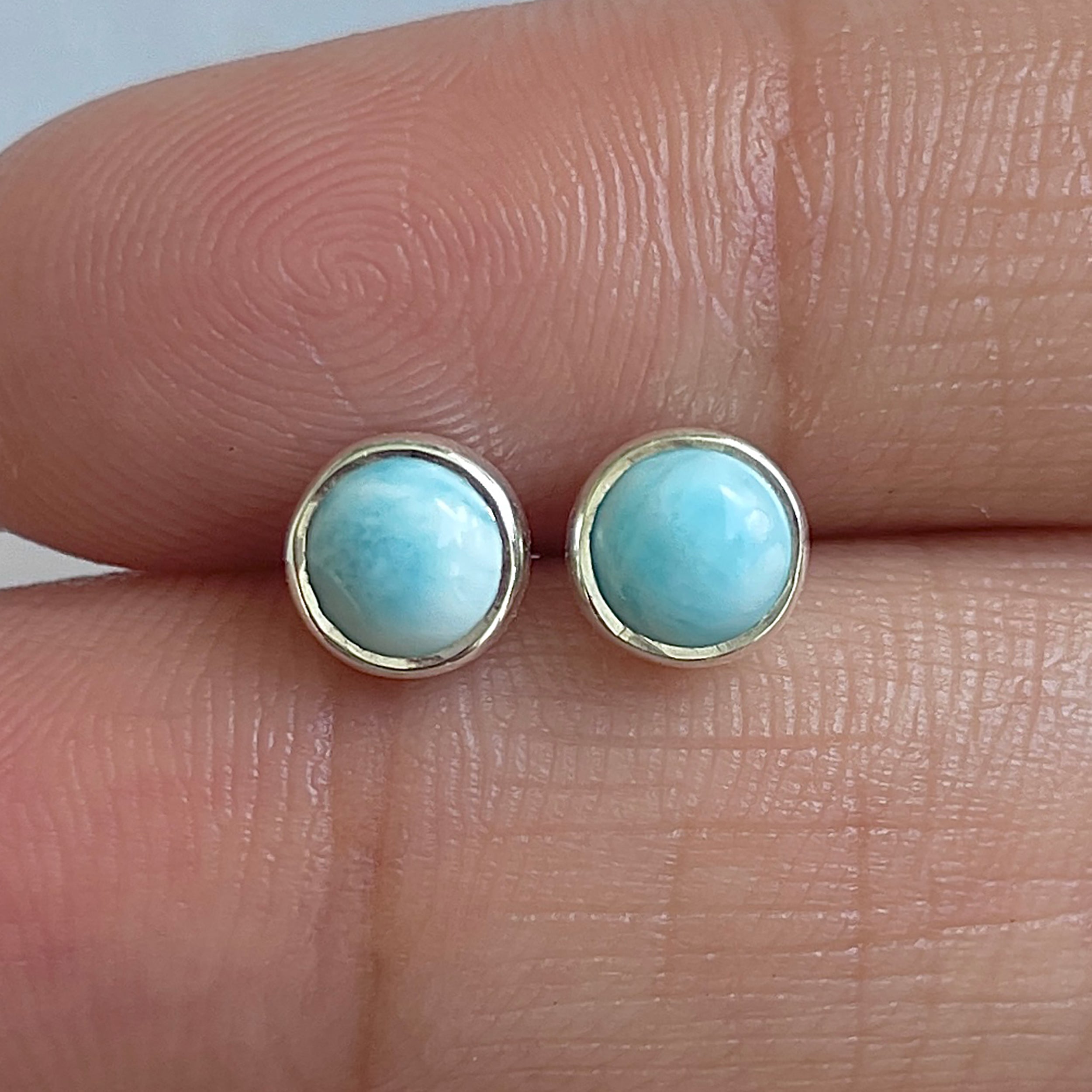 Larimar Stud Earring-(LAR-E-3279.)