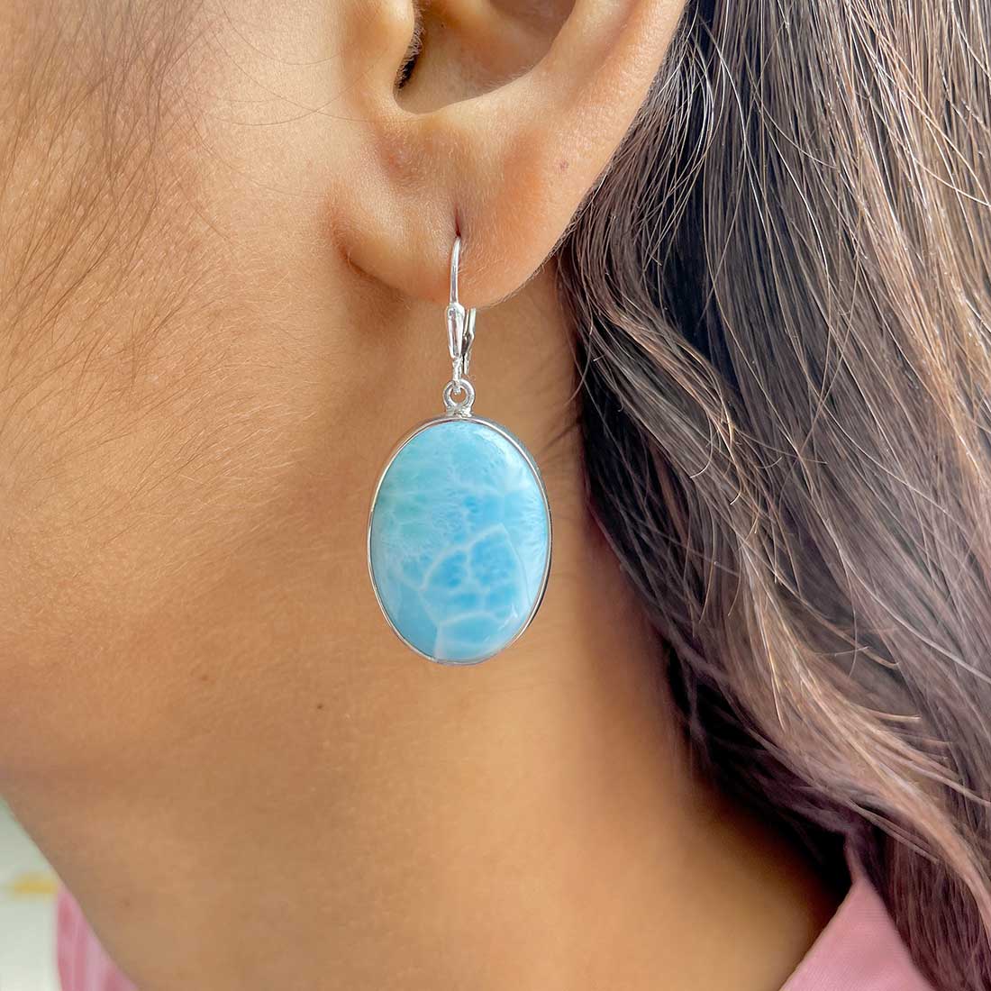 Larimar Earring-(LAR-E-328.)