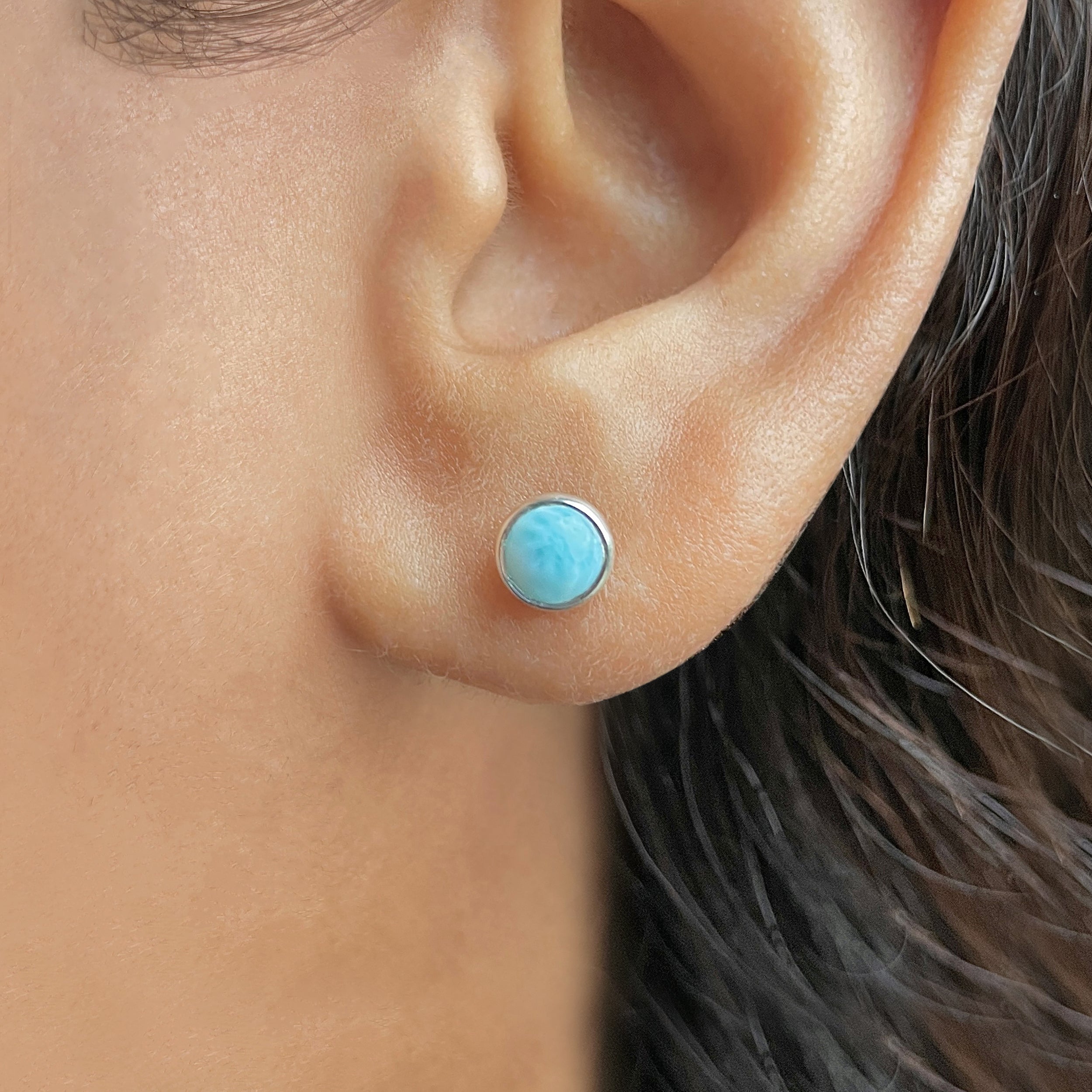 Larimar Stud Earring-(LAR-E-3286.)
