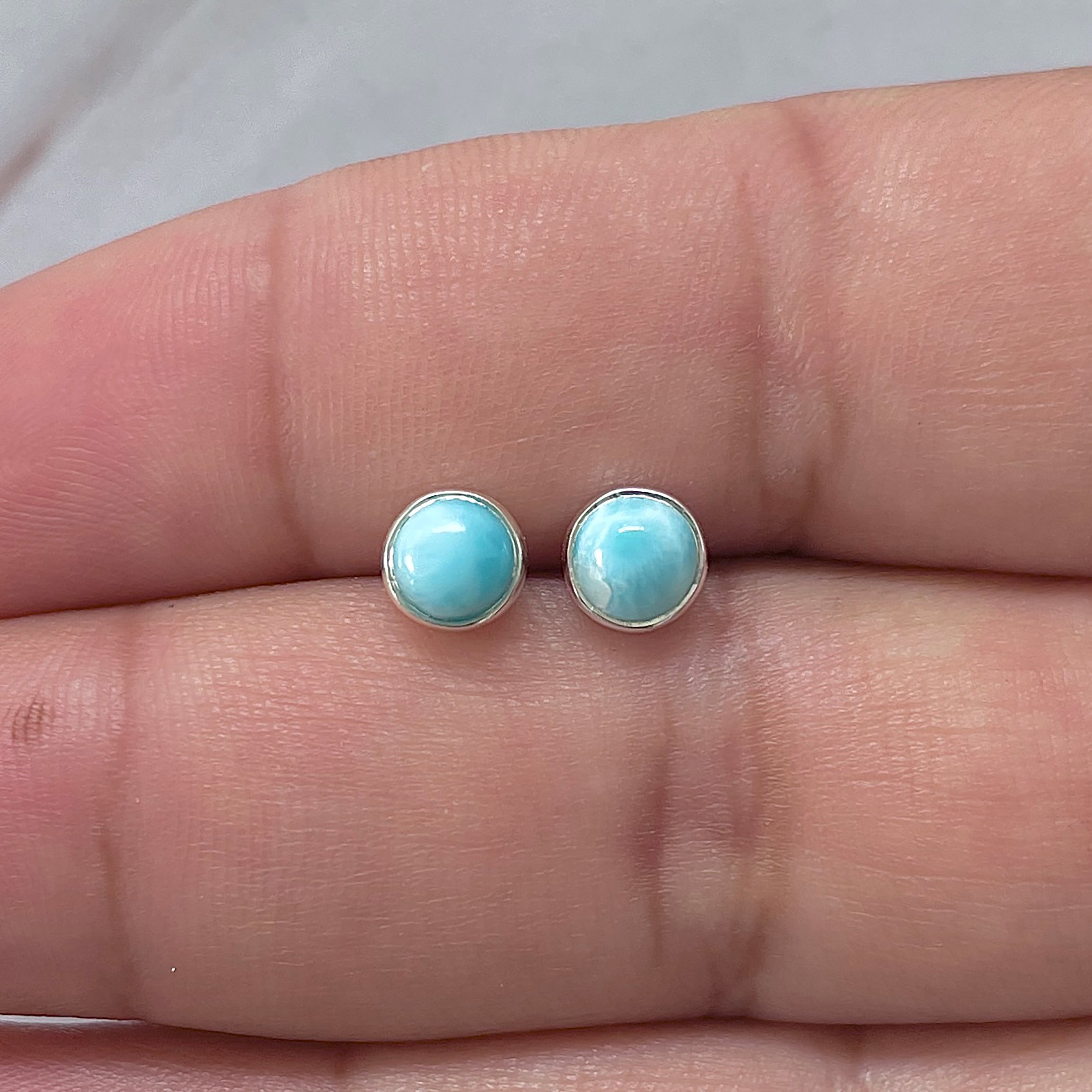 Larimar Stud Earring-(LAR-E-3309.)