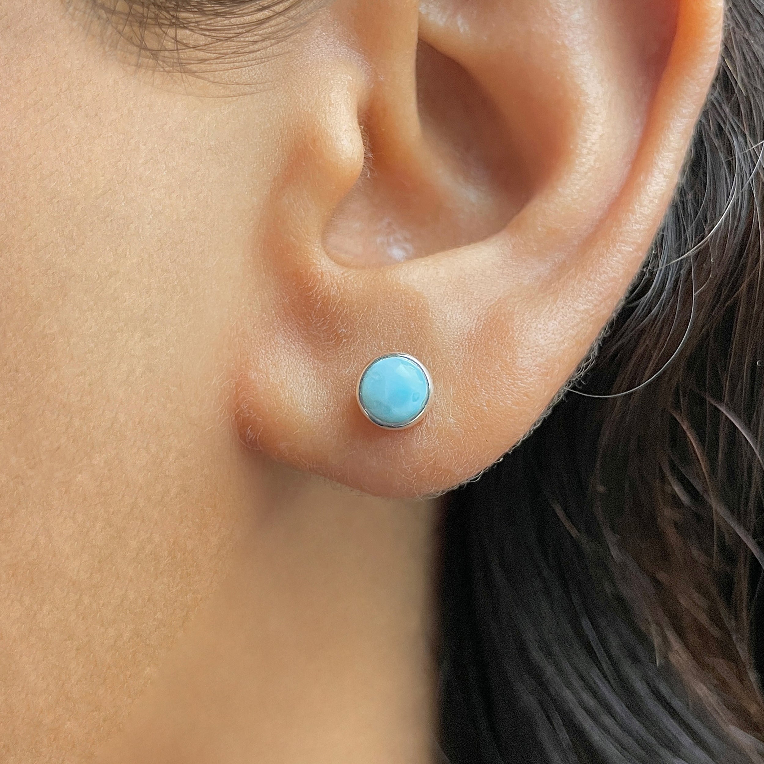 Larimar Stud Earring-(LAR-E-3309.)