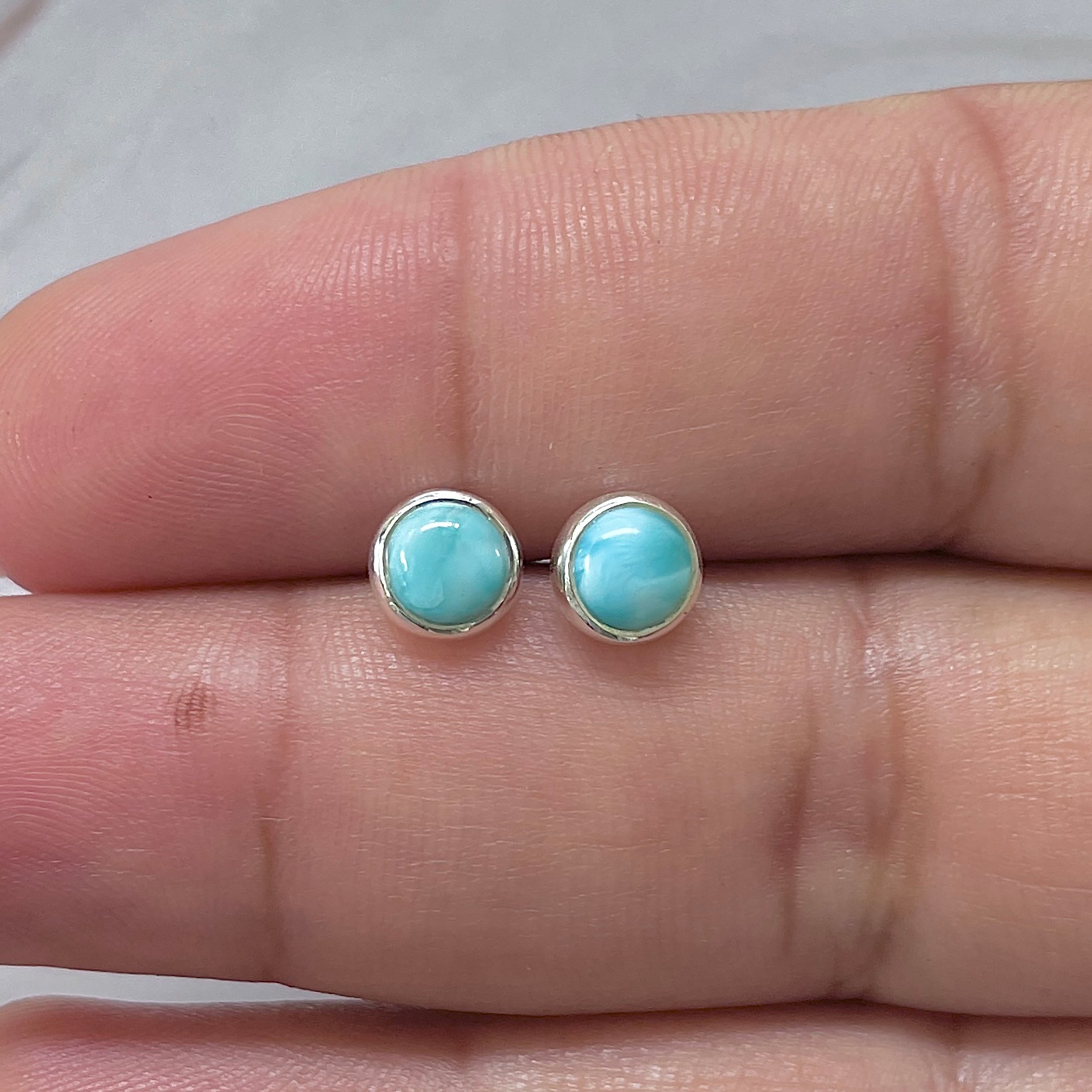 Larimar Stud Earring-(LAR-E-3325.)