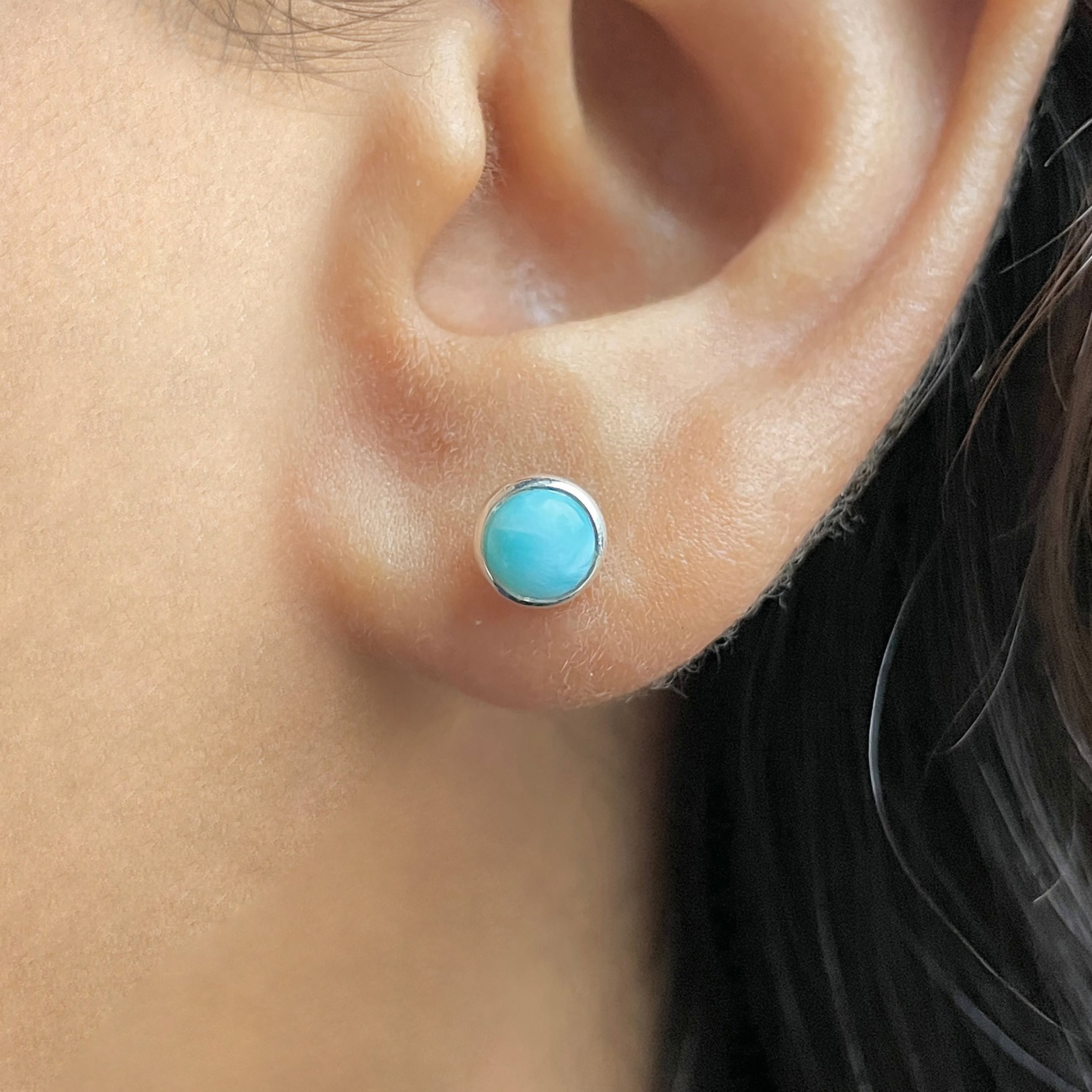Larimar Stud Earring-(LAR-E-3325.)