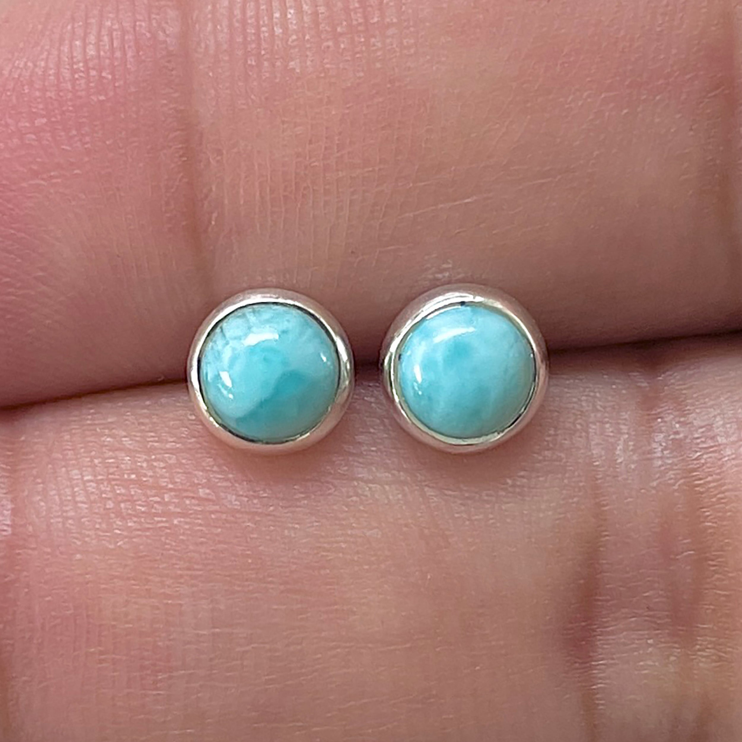 Larimar Stud Earring-(LAR-E-3327.)