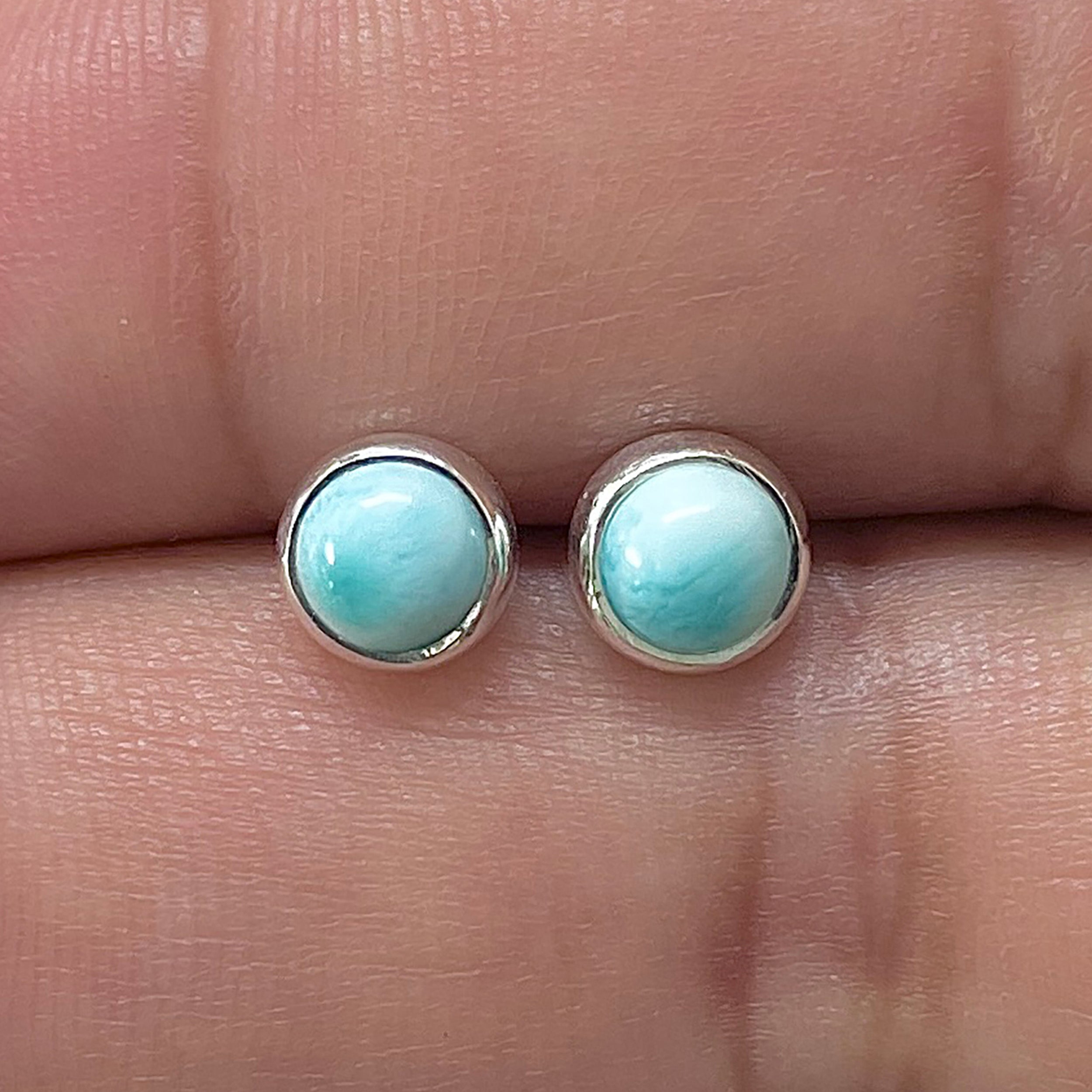 Larimar Stud Earring-(LAR-E-3329.)