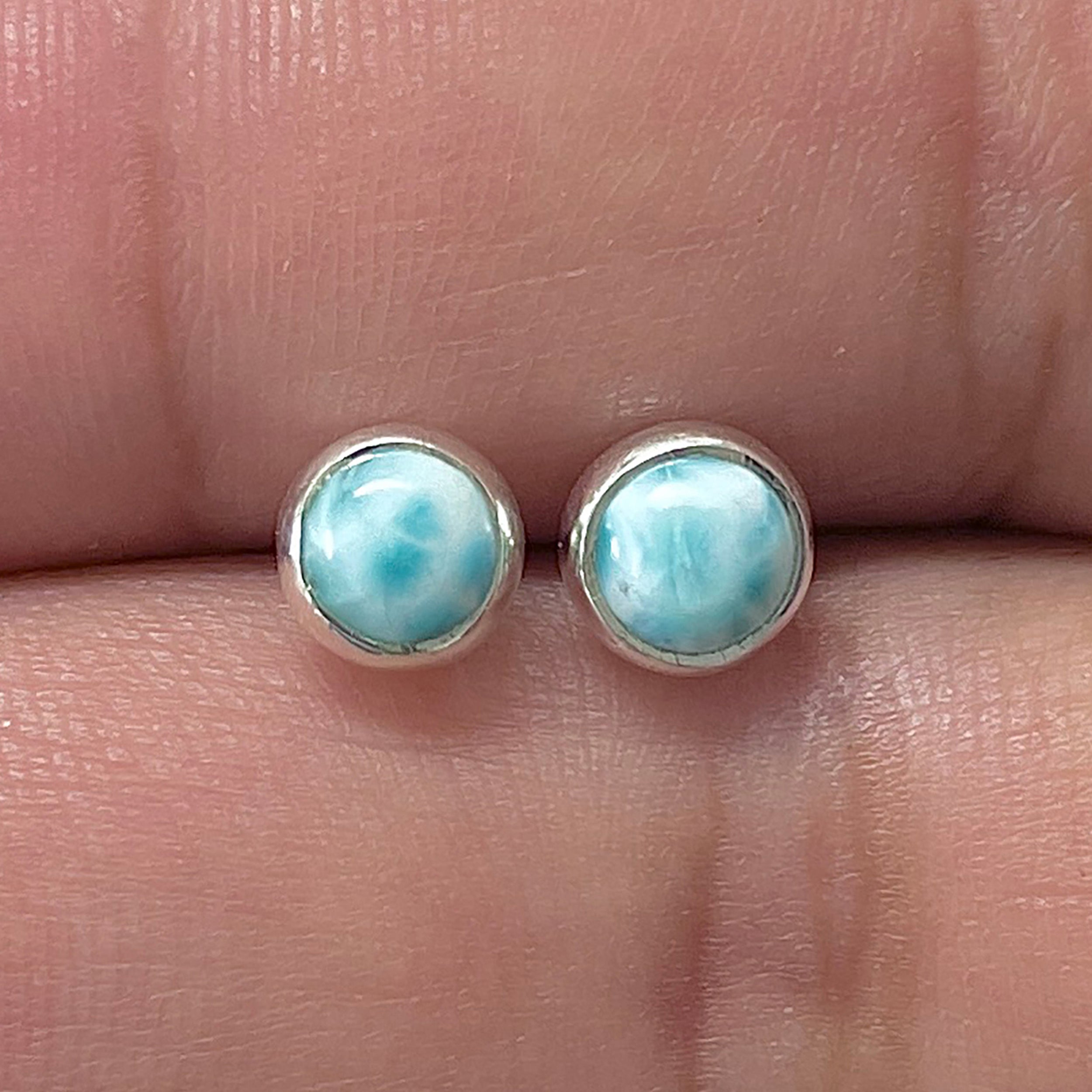 Larimar Stud Earring-(LAR-E-3337.)