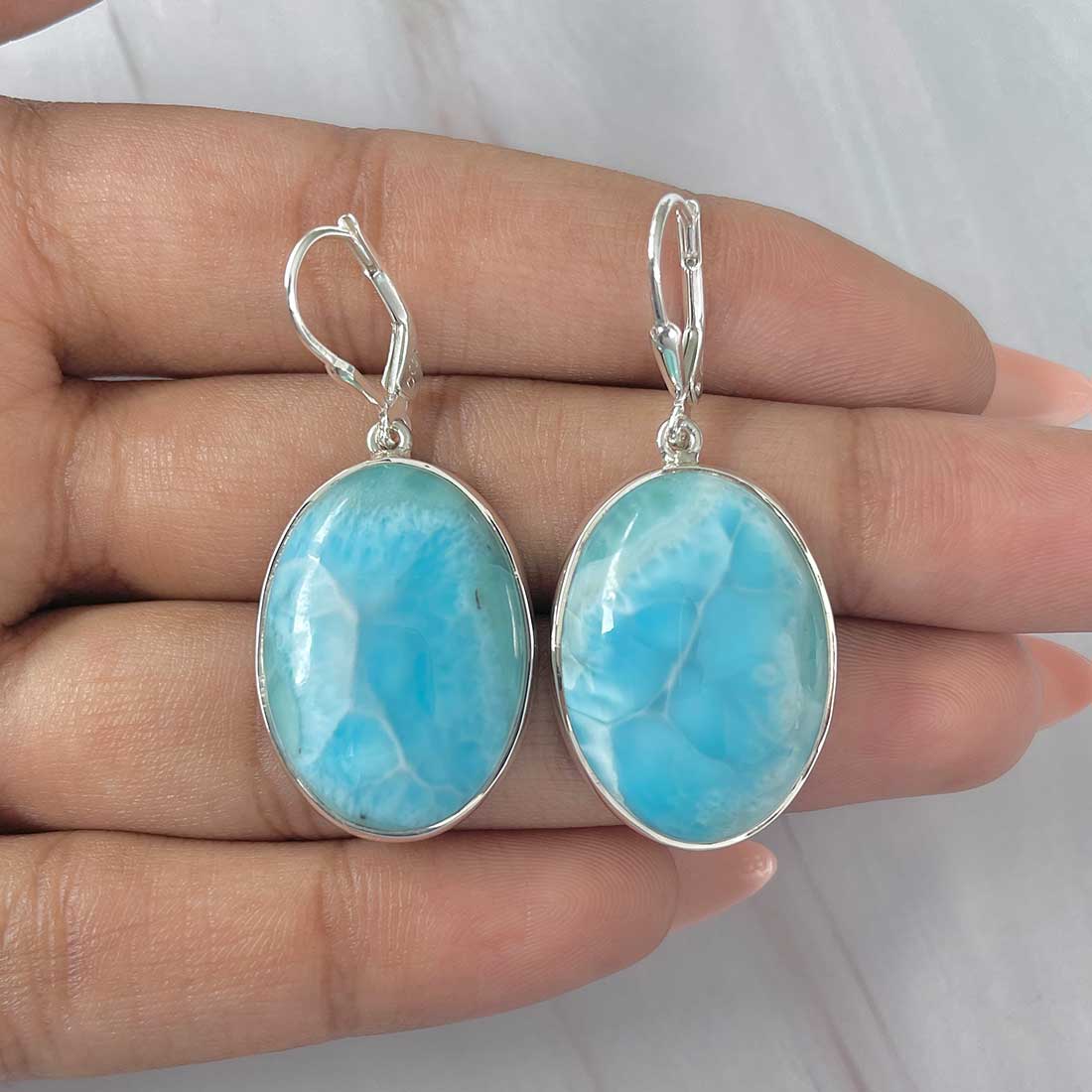 Larimar Earring-(LAR-E-335.)