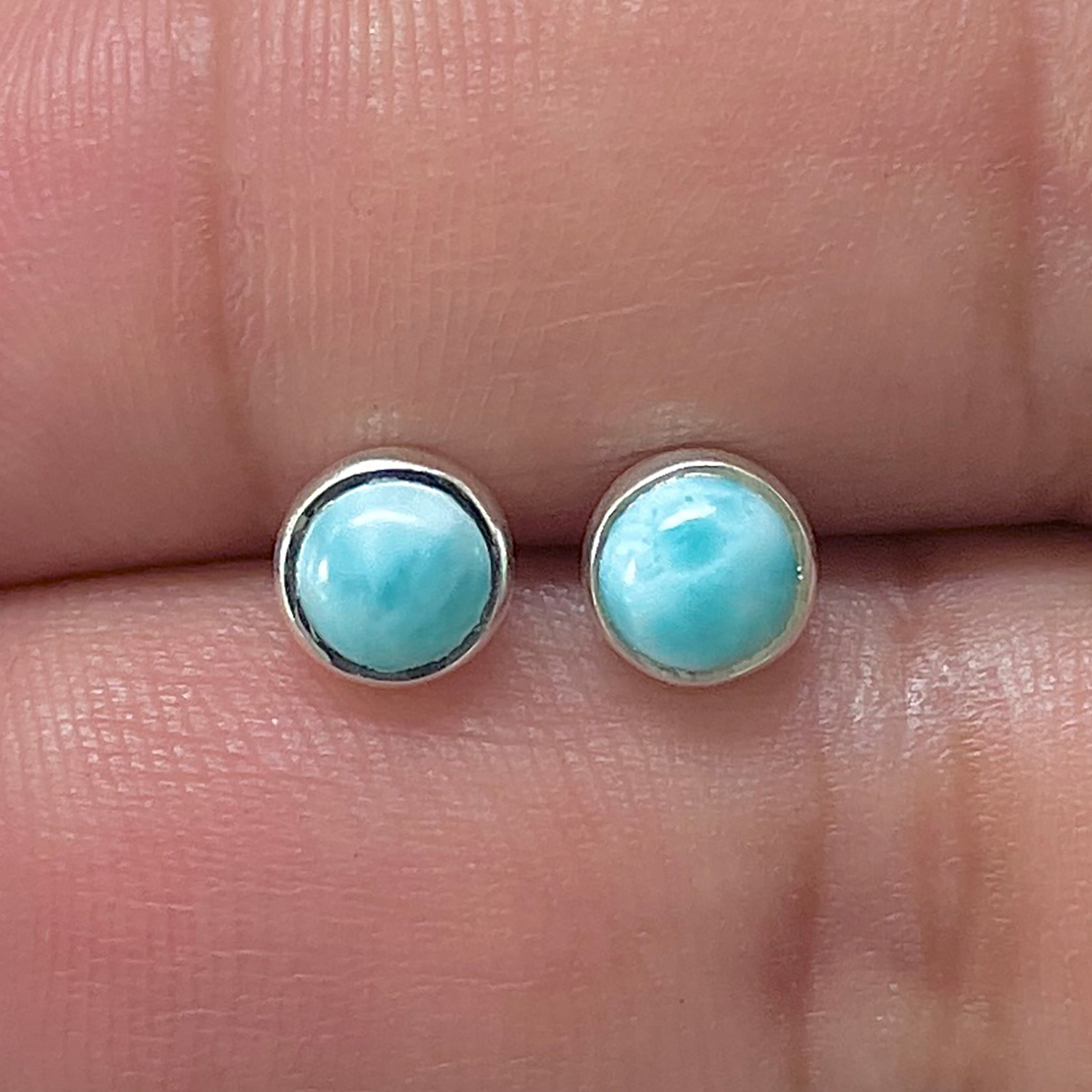 Larimar Stud Earring-(LAR-E-3351.)