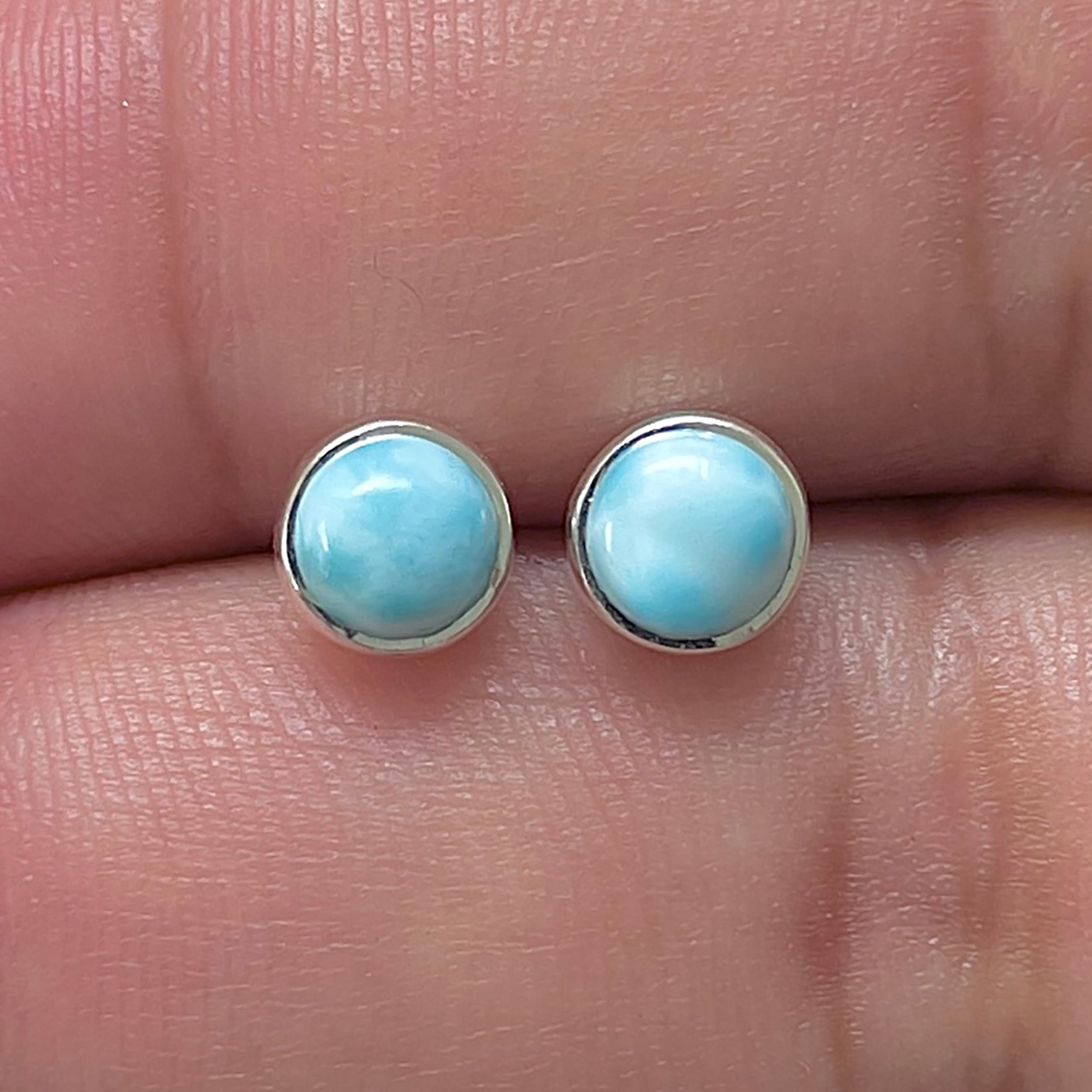 Larimar Stud Earring-(LAR-E-3357.)