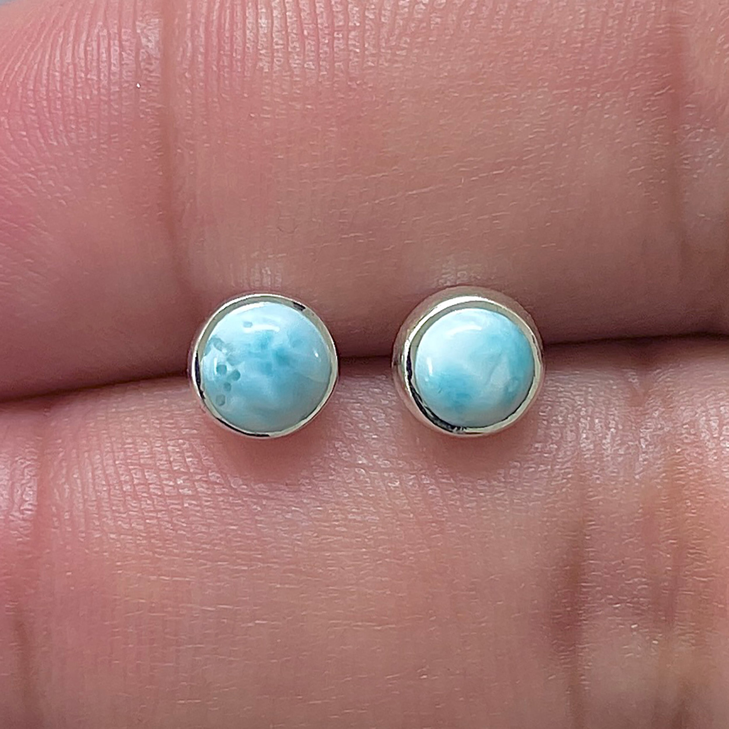 Larimar Stud Earring-(LAR-E-3358.)