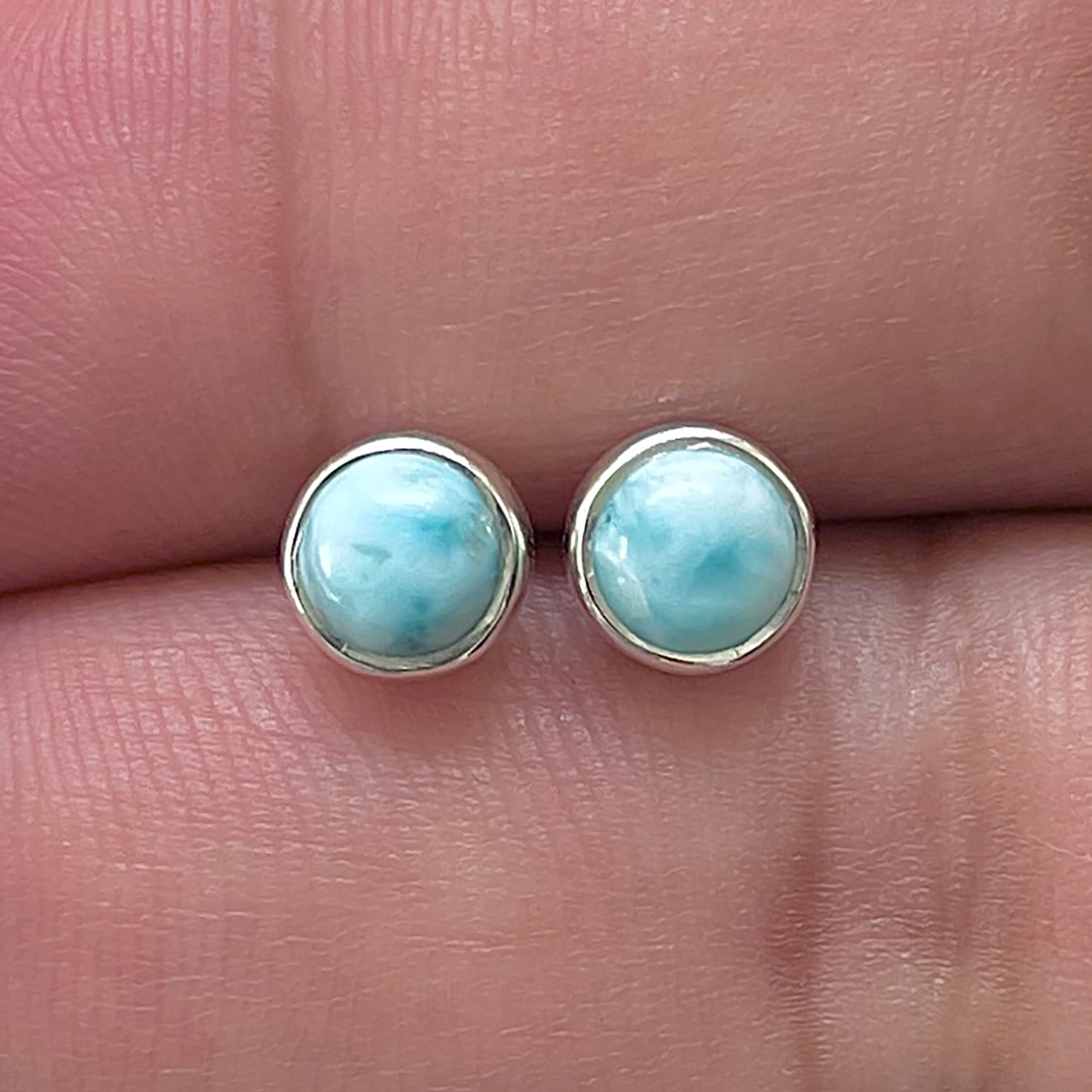 Larimar Stud Earring-(LAR-E-3369.)