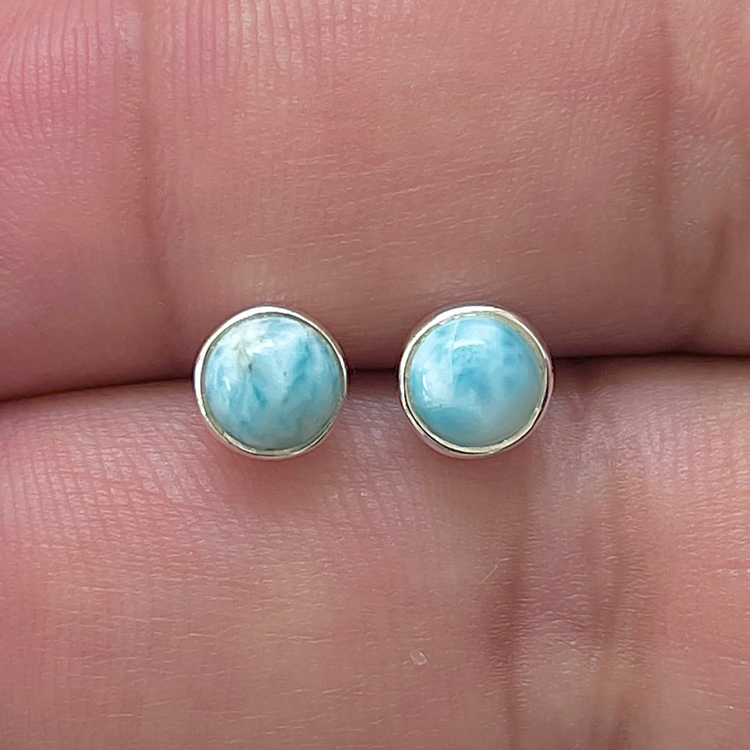 Larimar Stud Earring-(LAR-E-3370.)