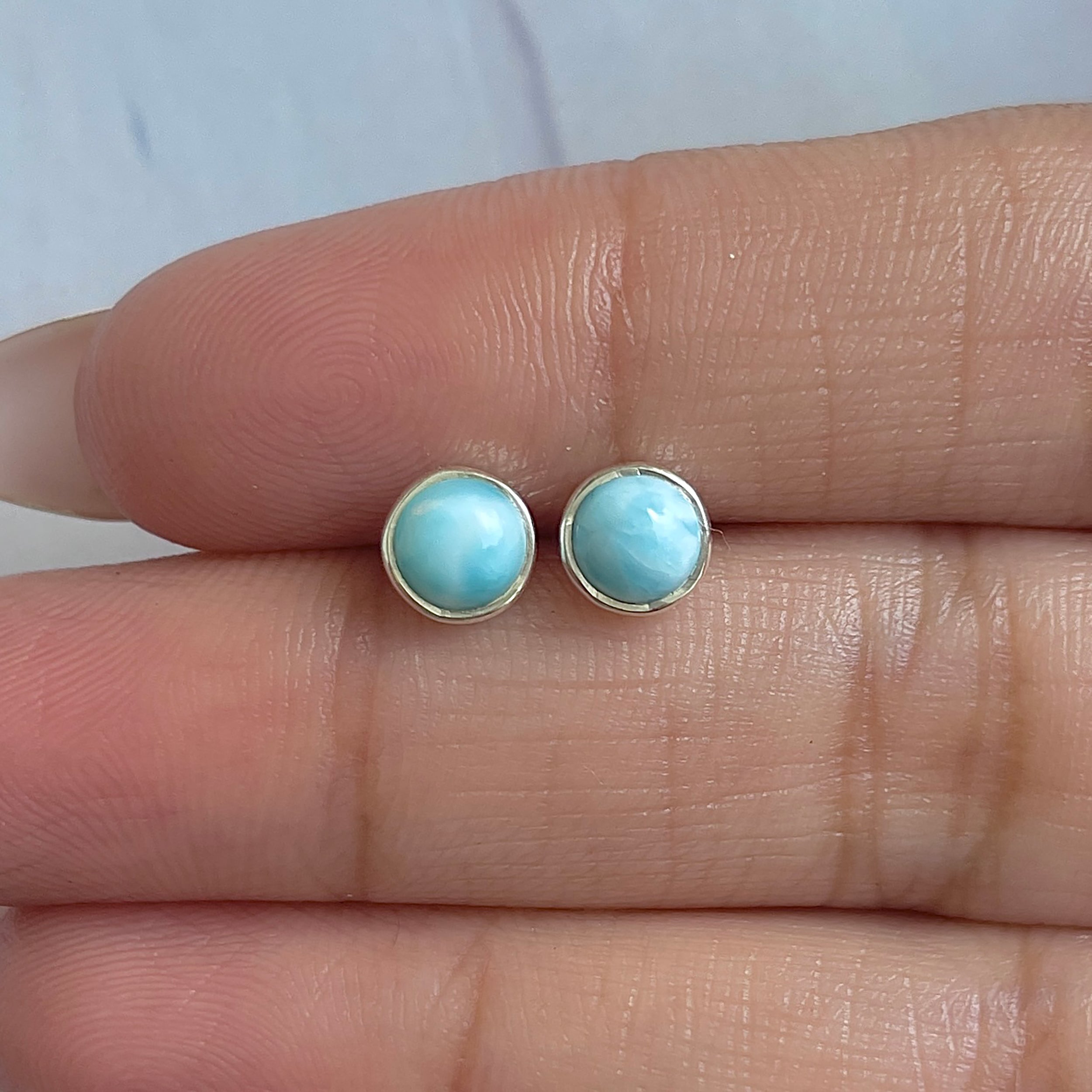 Larimar Stud Earring-(LAR-E-3371.)