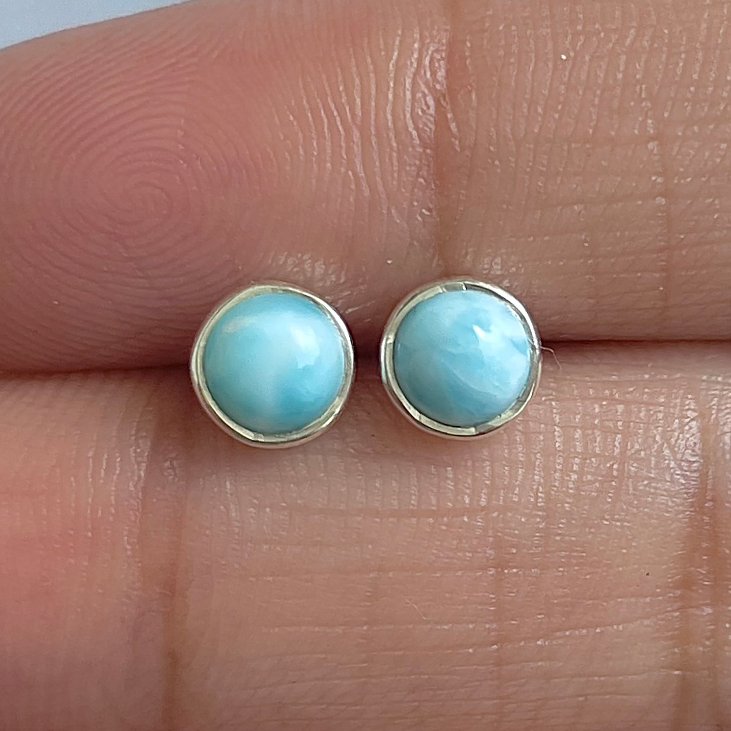 Larimar Stud Earring-(LAR-E-3371.)