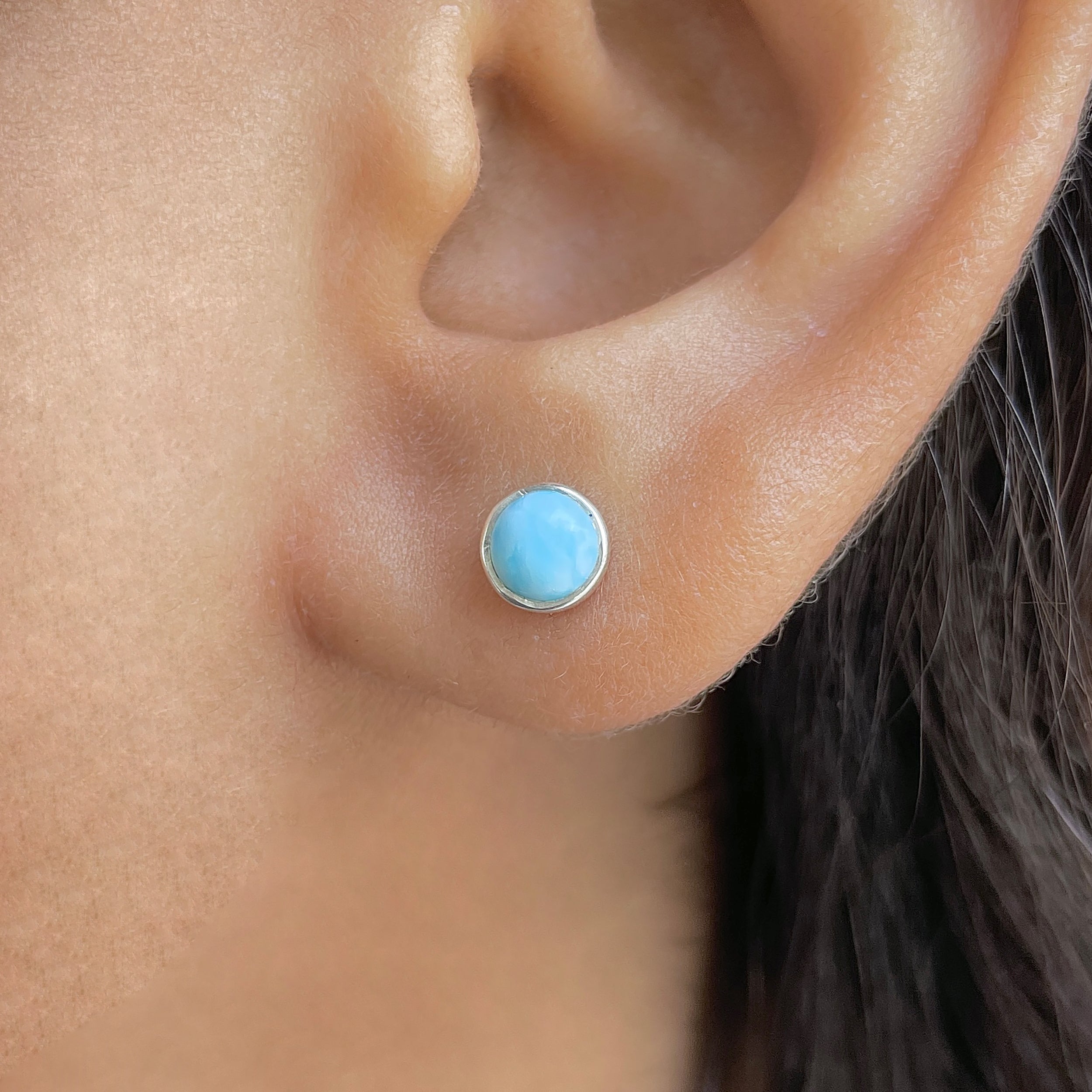 Larimar Stud Earring-(LAR-E-3371.)