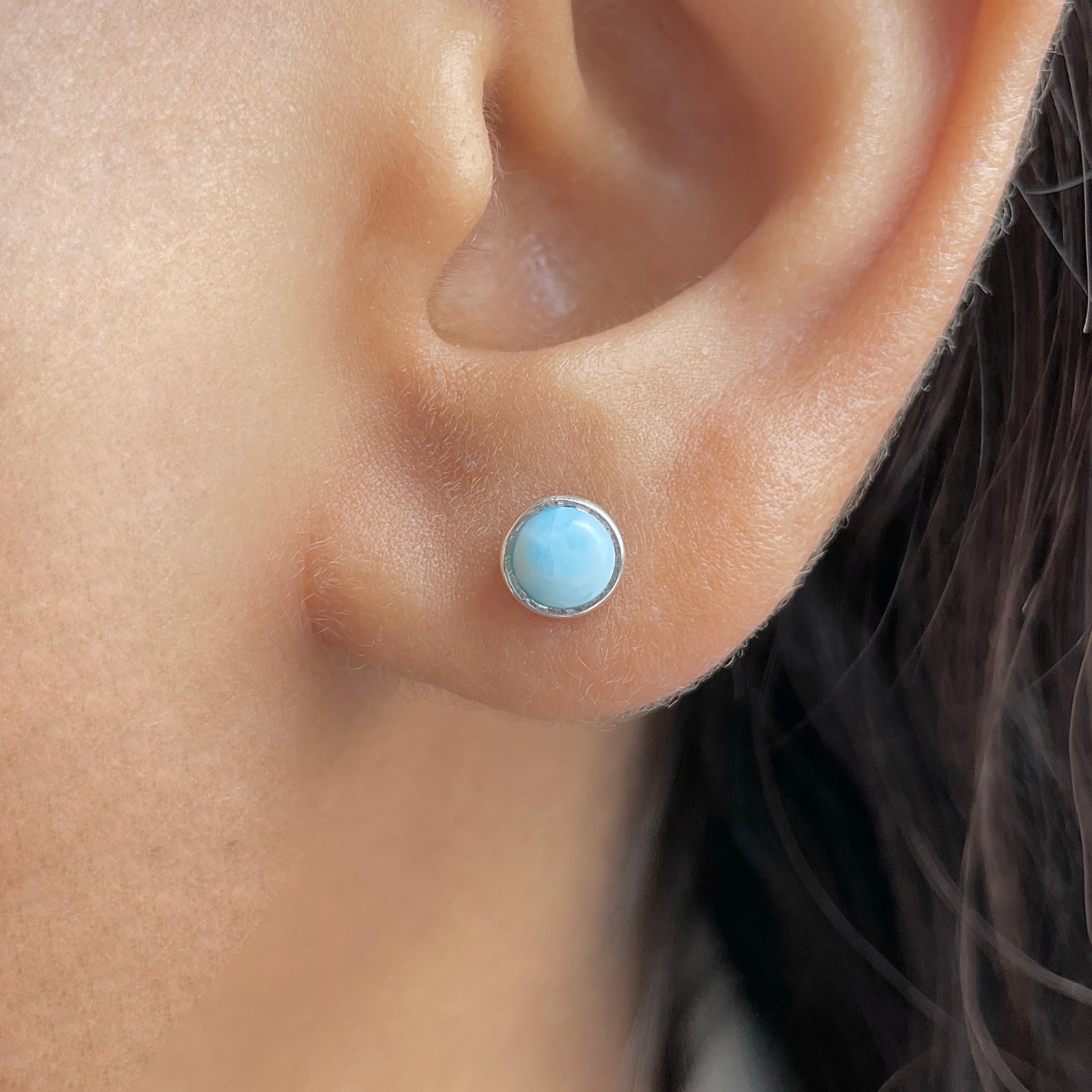 Larimar Stud Earring-(LAR-E-3377.)