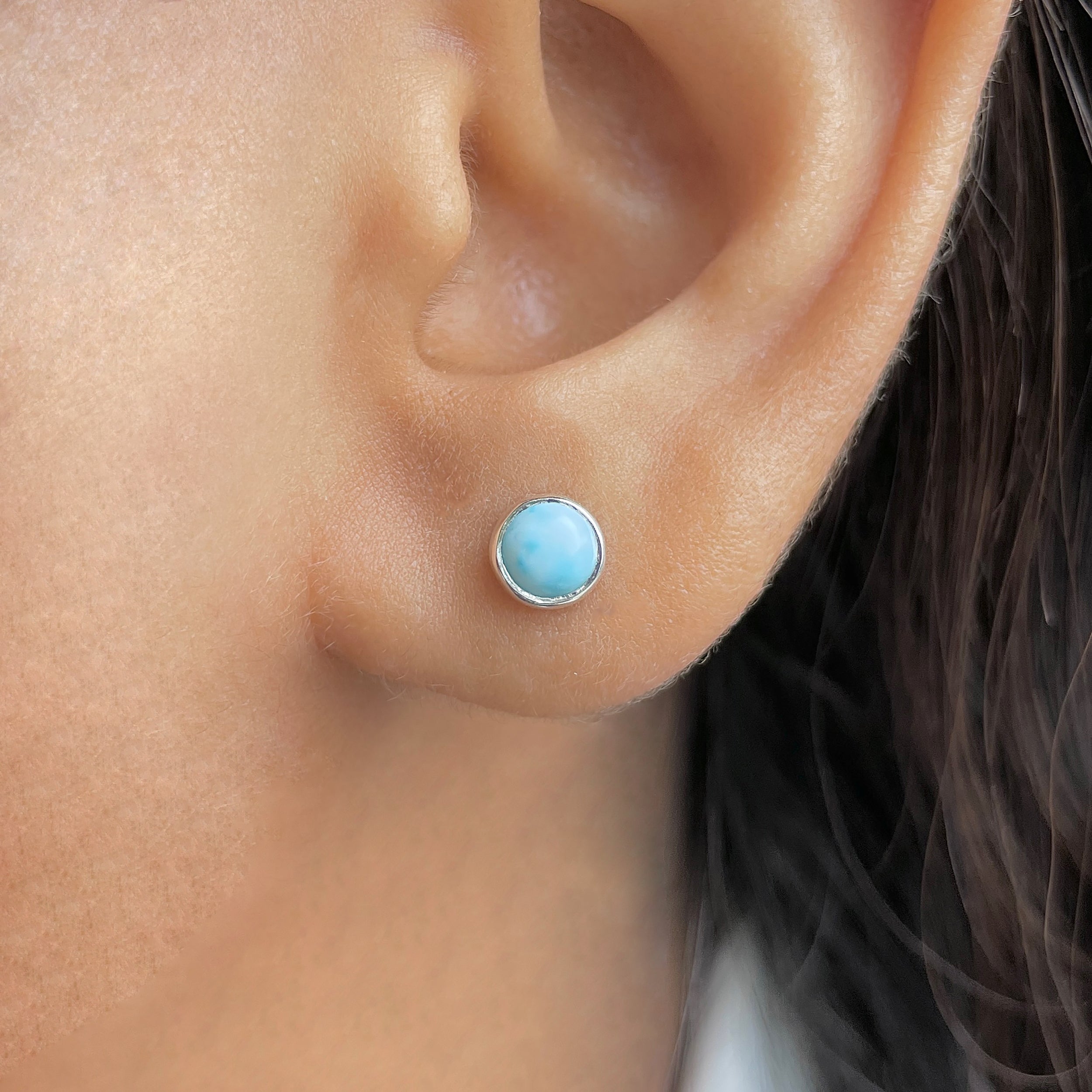 Larimar Stud Earring-(LAR-E-3378.)