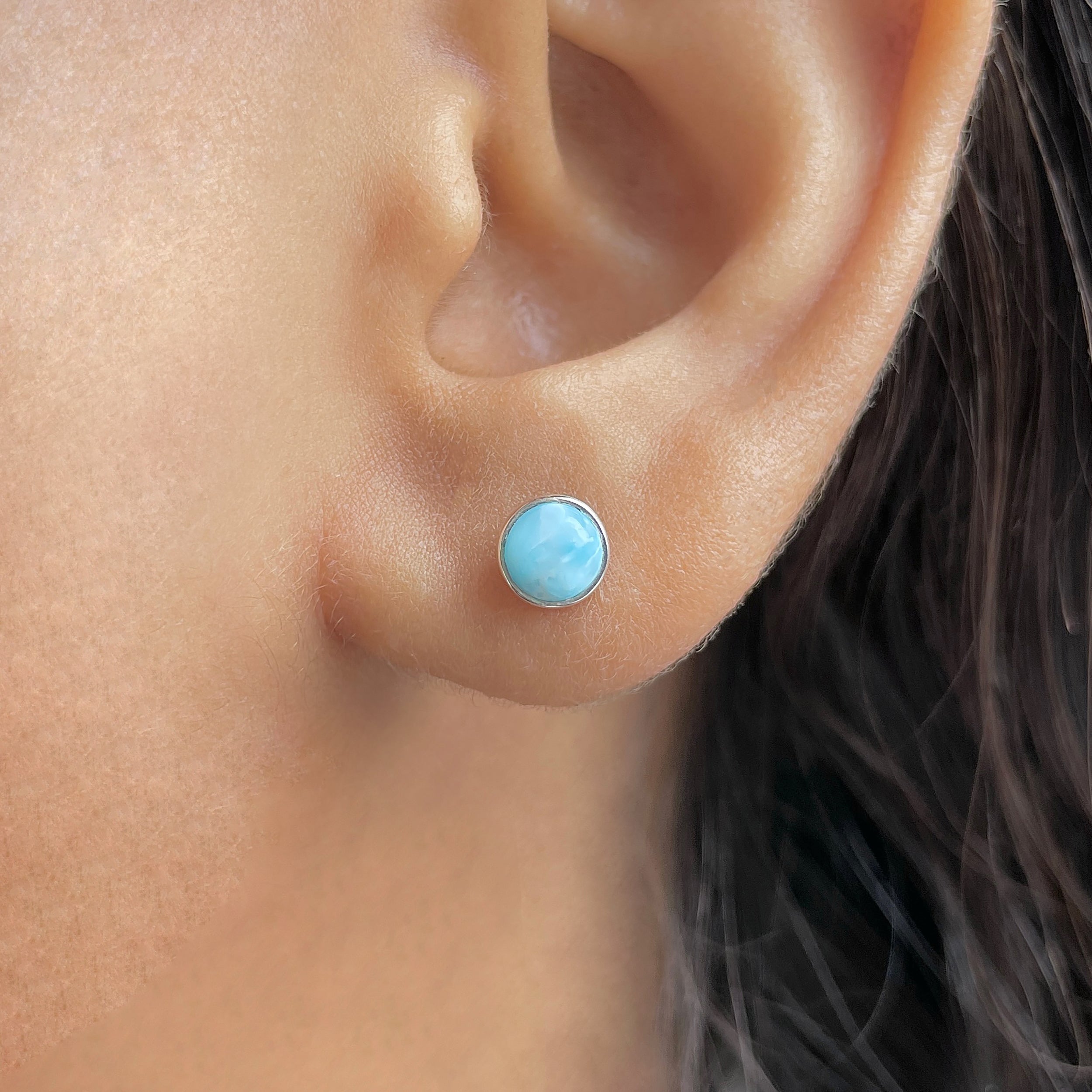 Larimar Stud Earring-(LAR-E-3379.)