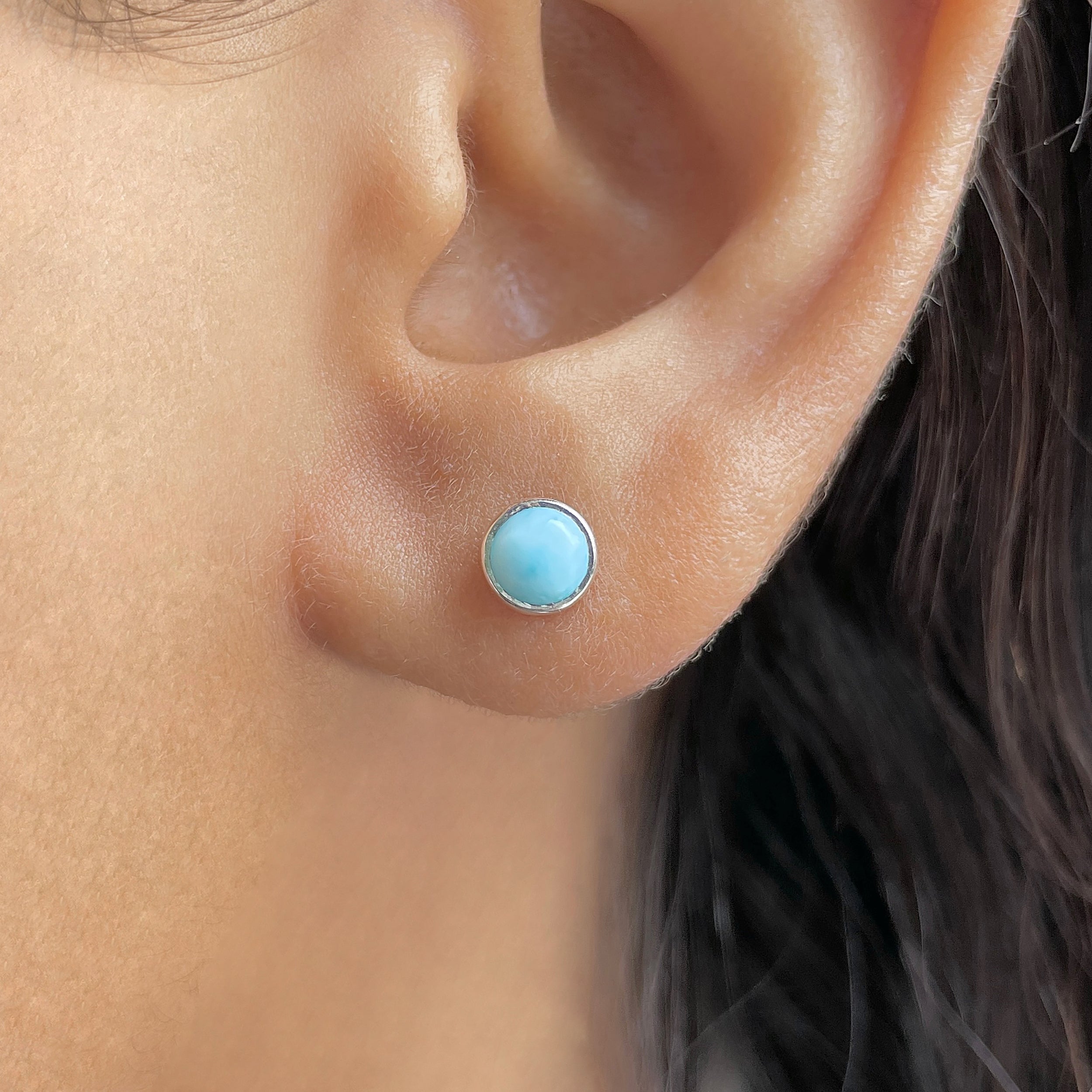 Larimar Stud Earring-(LAR-E-3380.)