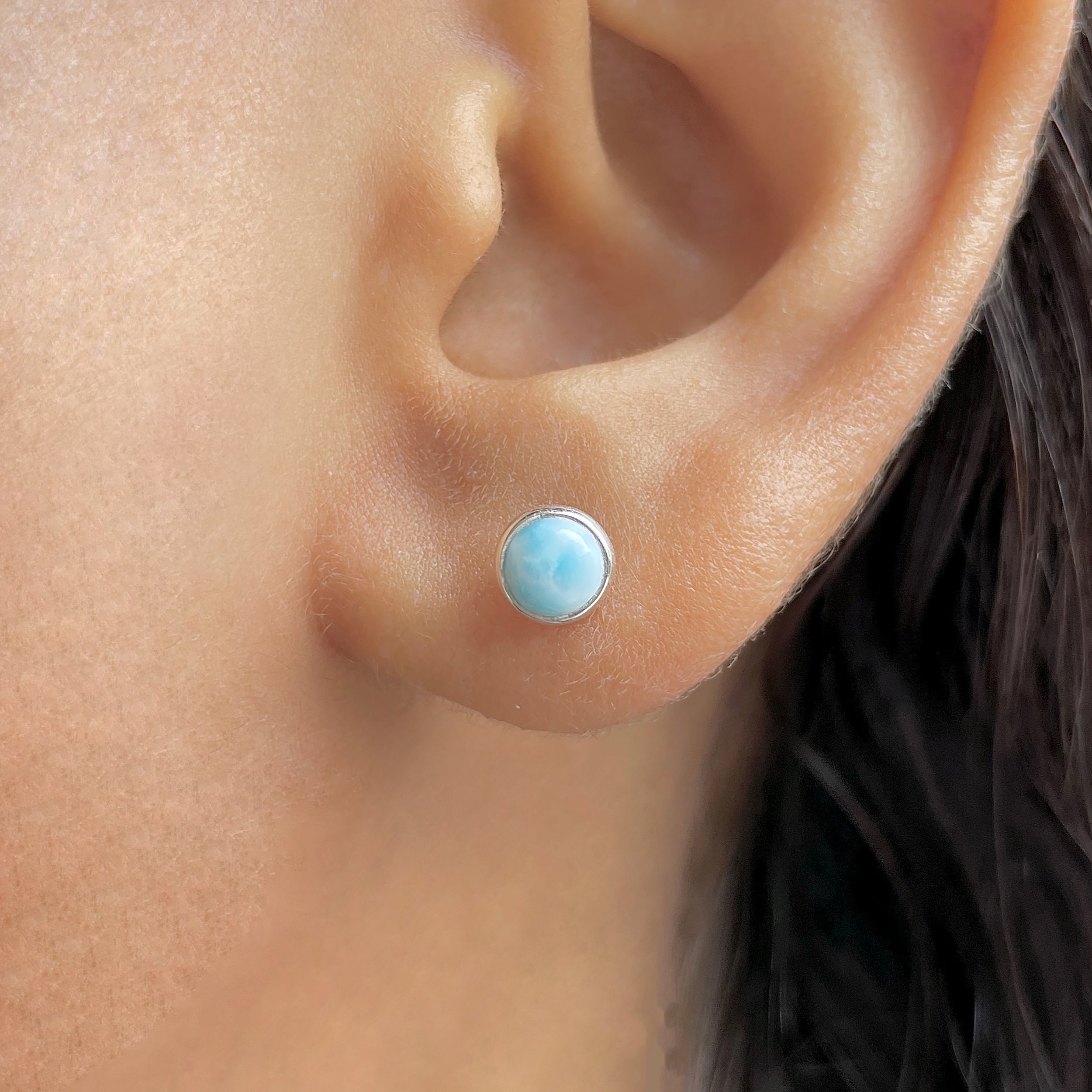 Larimar Stud Earring-(LAR-E-3382.)