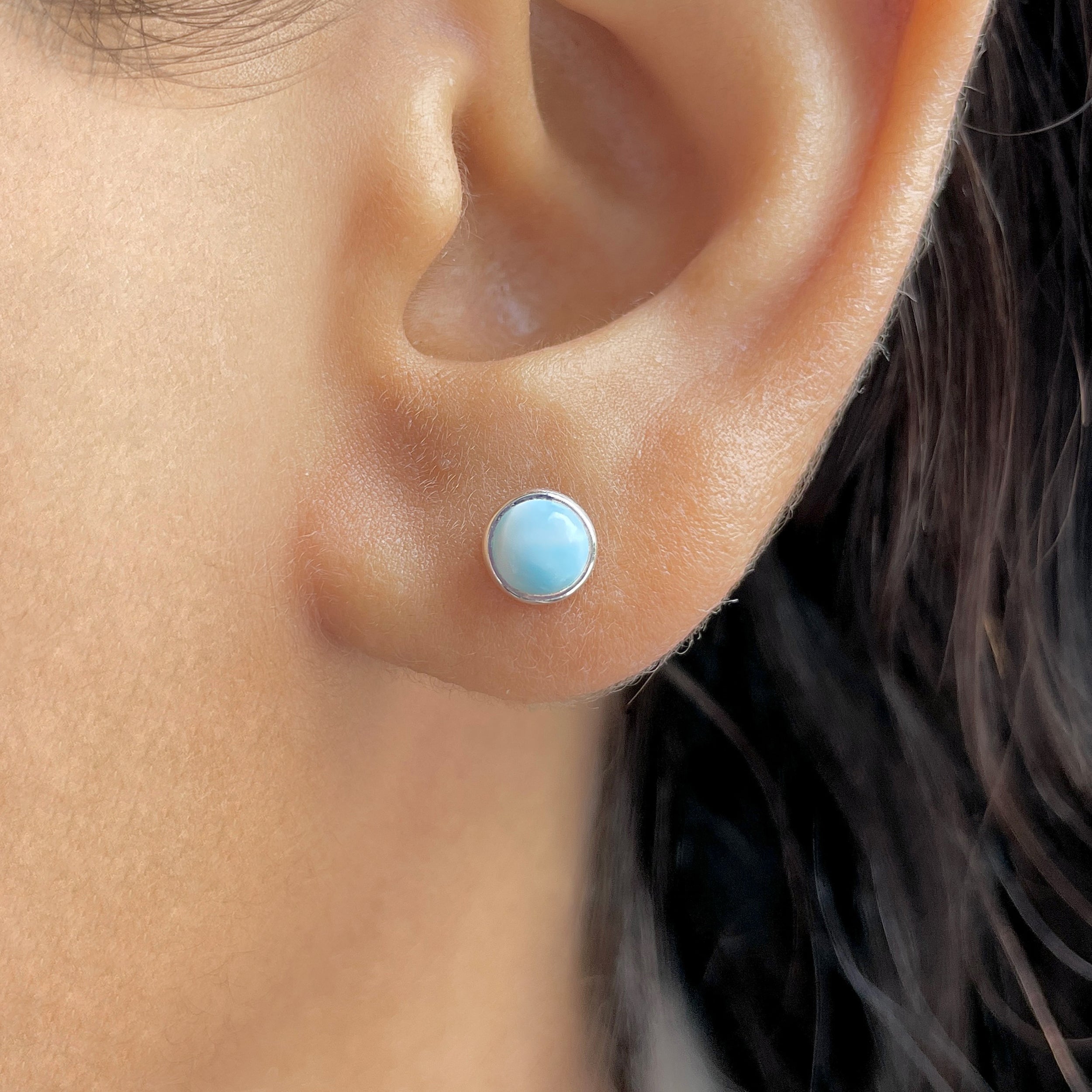 Larimar Stud Earring-(LAR-E-3384.)