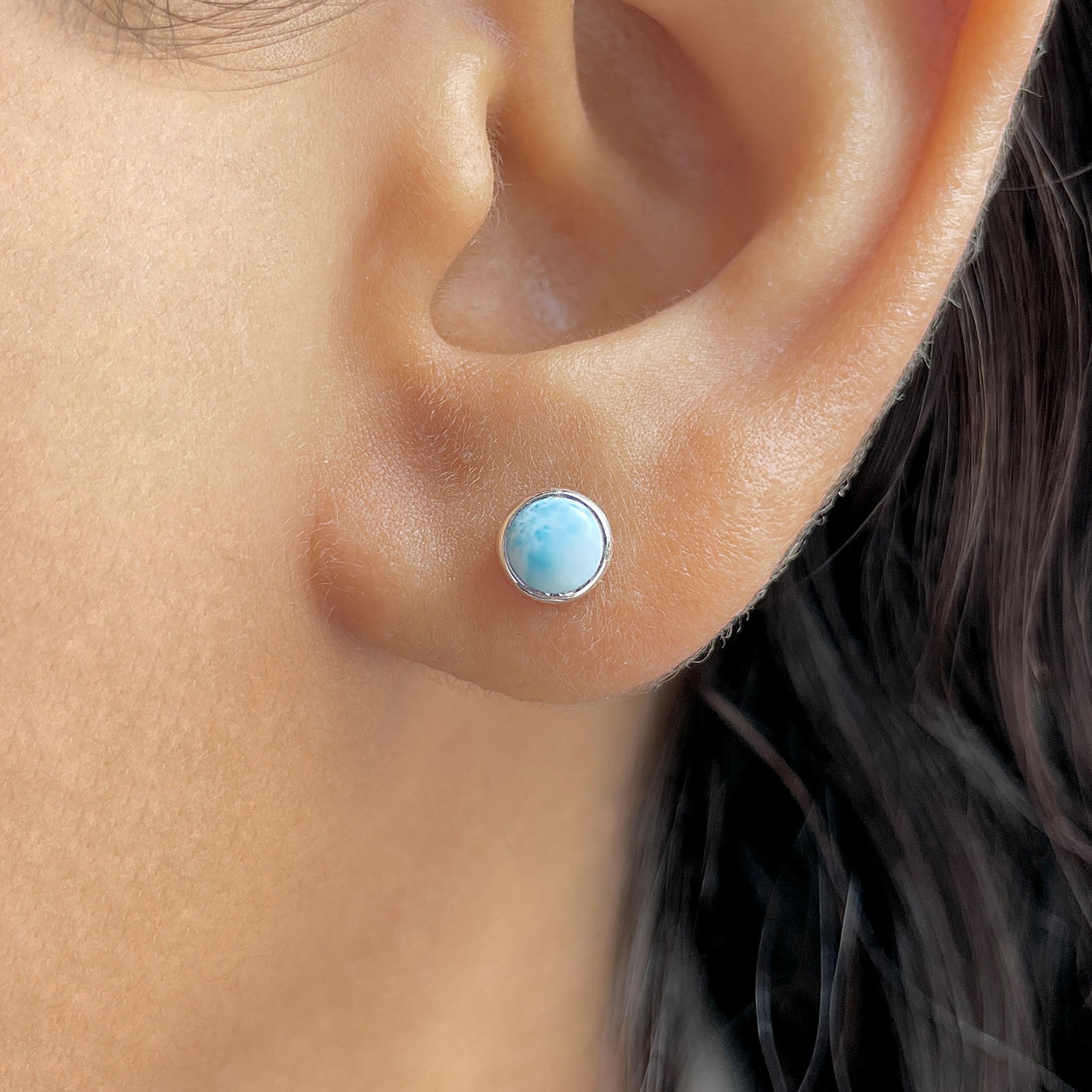 Larimar Stud Earring-(LAR-E-3385.)