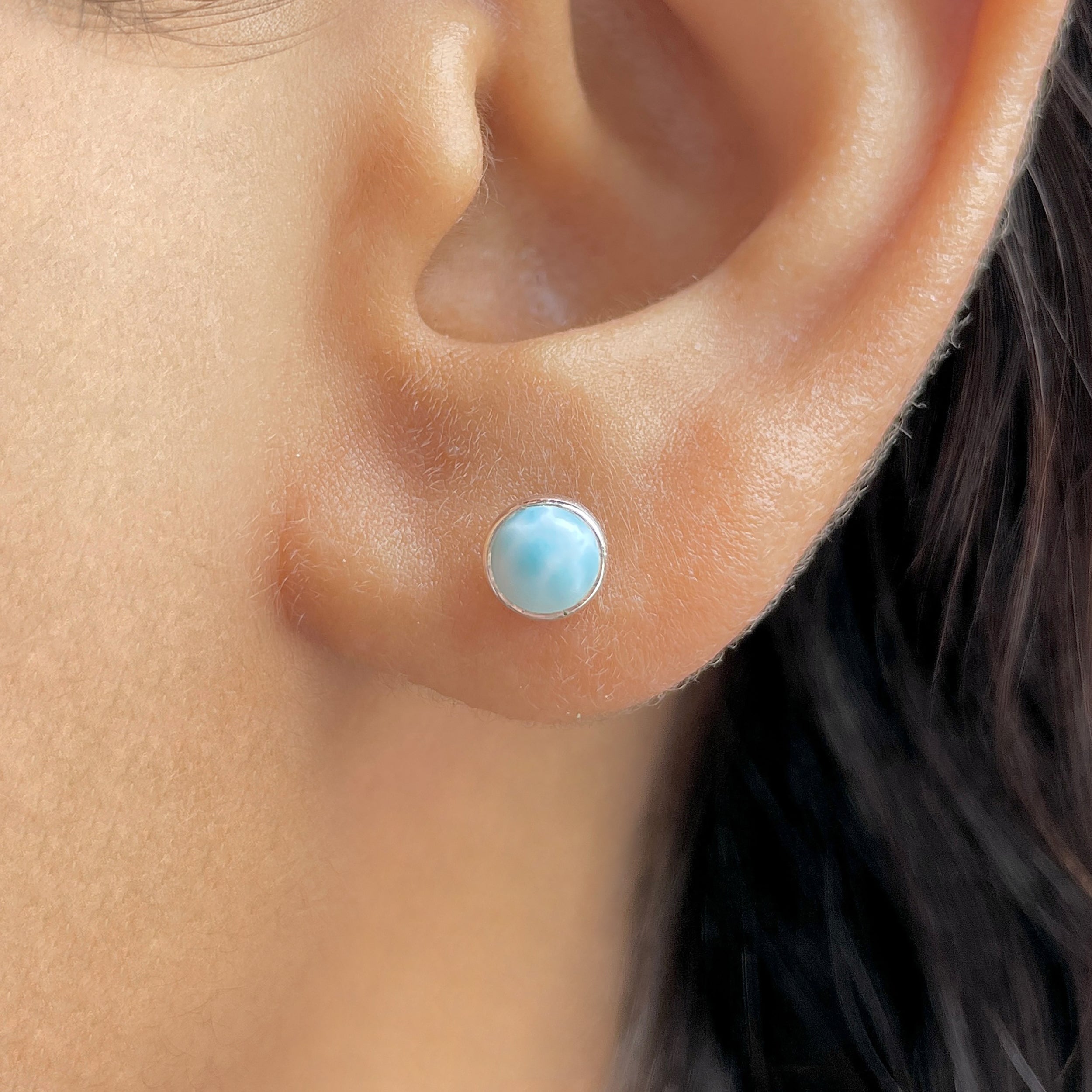 Larimar Stud Earring-(LAR-E-3388.)
