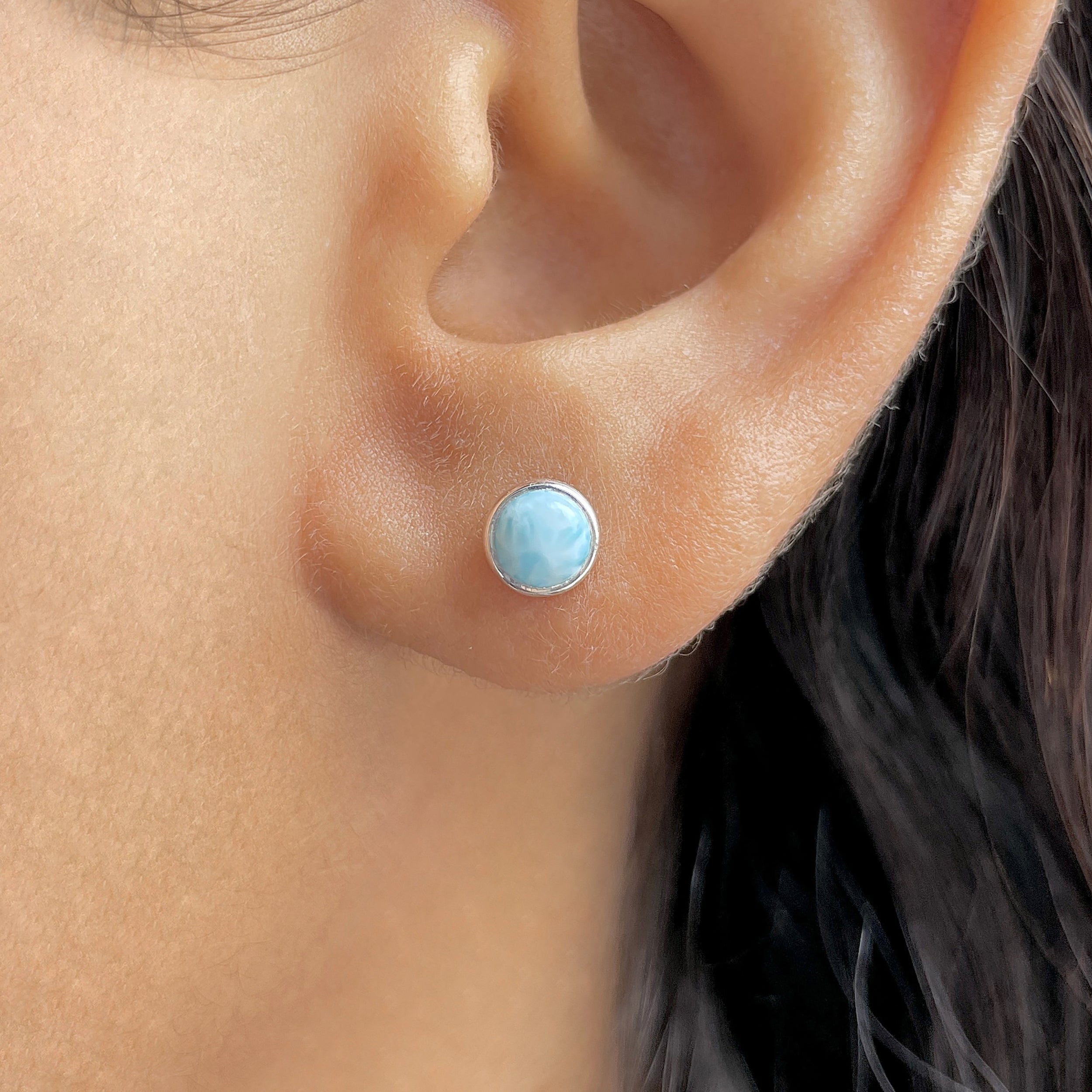 Larimar Stud Earring-(LAR-E-3390.)