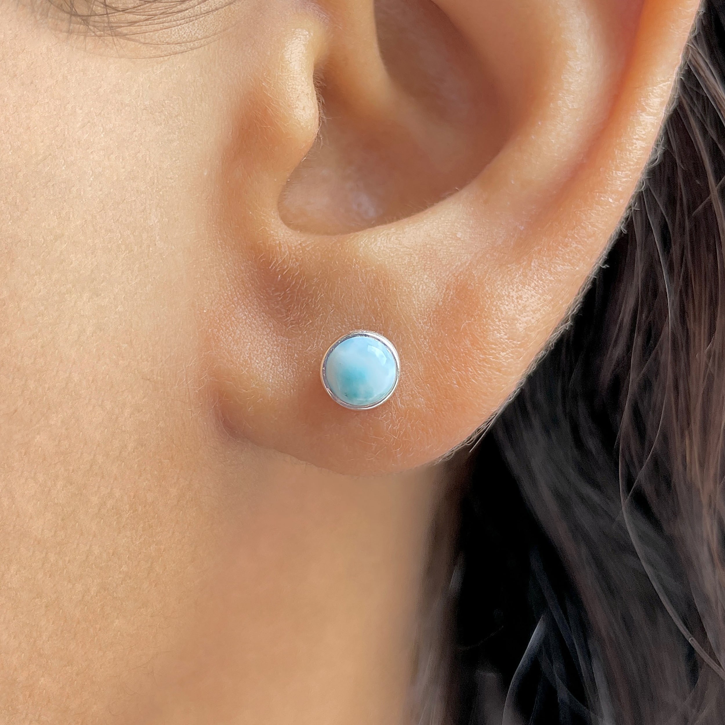 Larimar Stud Earring-(LAR-E-3391.)