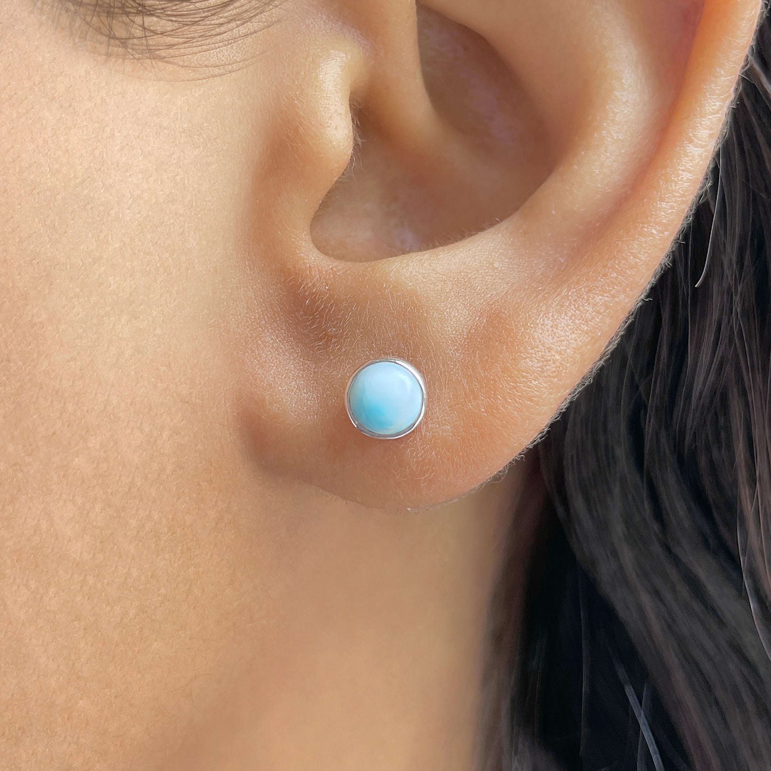 Larimar Stud Earring-(LAR-E-3393.)