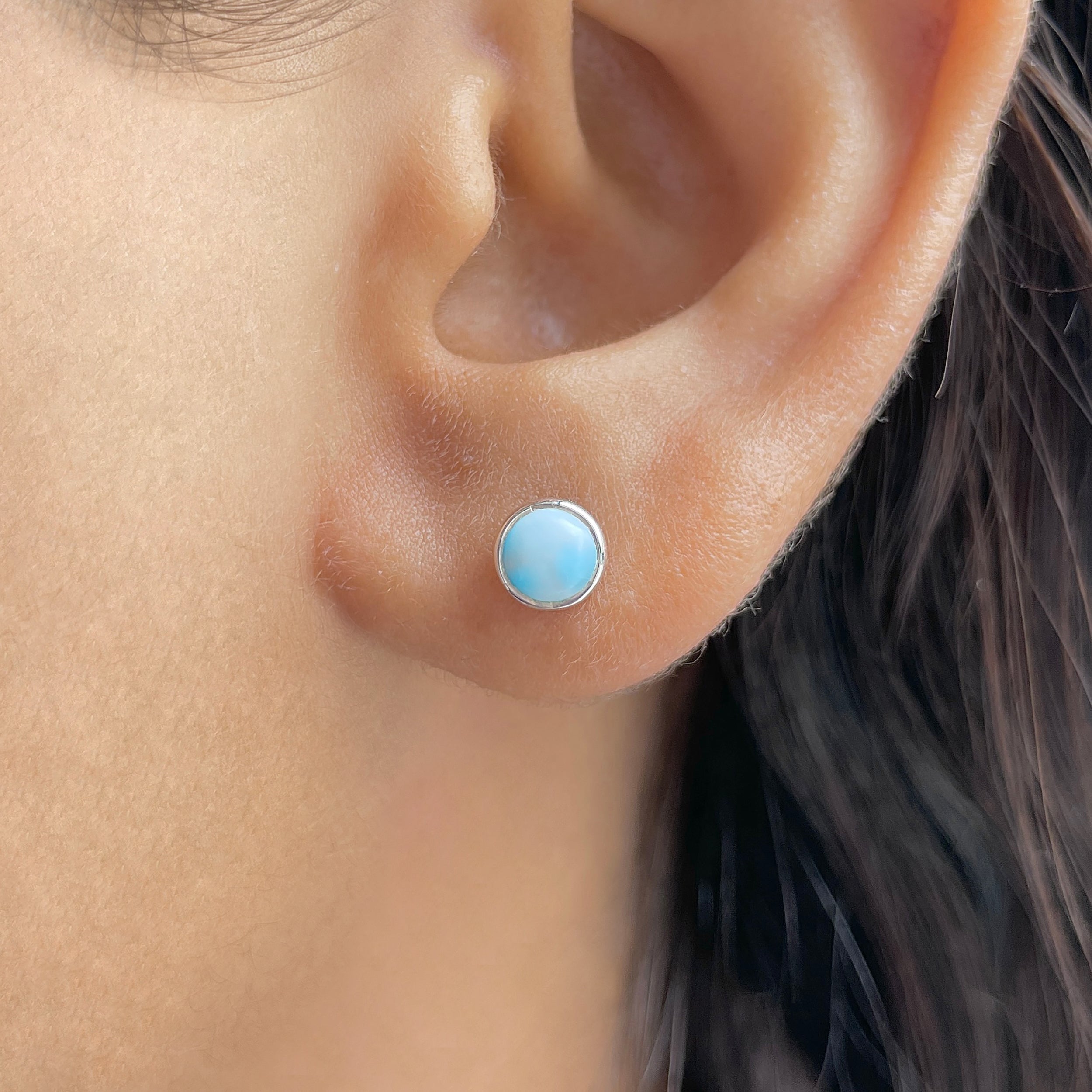 Larimar Stud Earring-(LAR-E-3394.)
