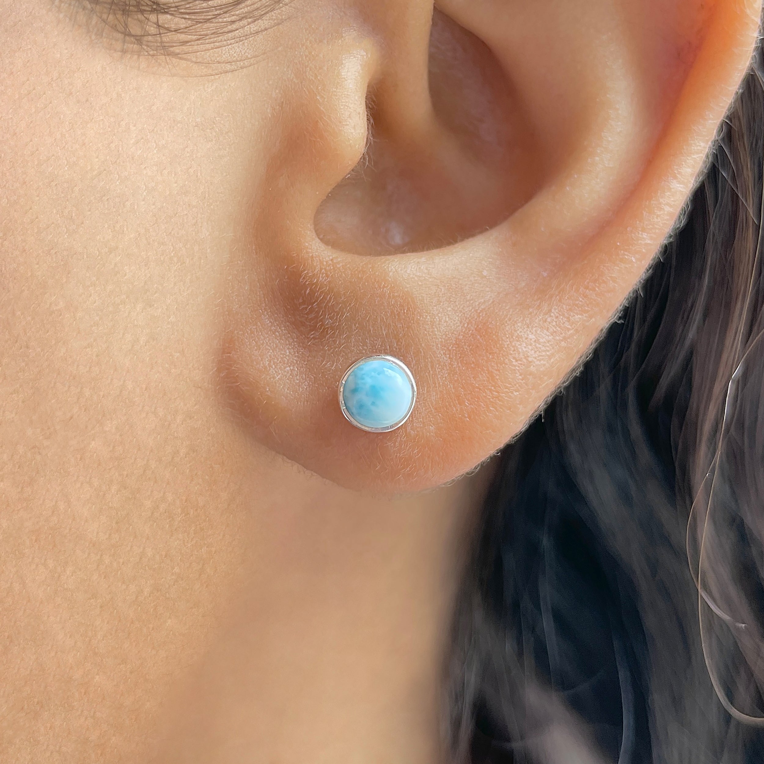 Larimar Stud Earring-(LAR-E-3399.)