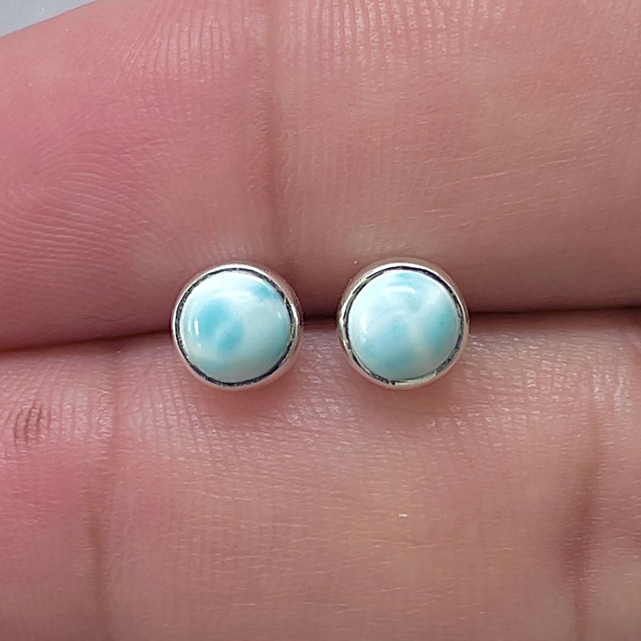 Larimar Stud Earring-(LAR-E-3407.)