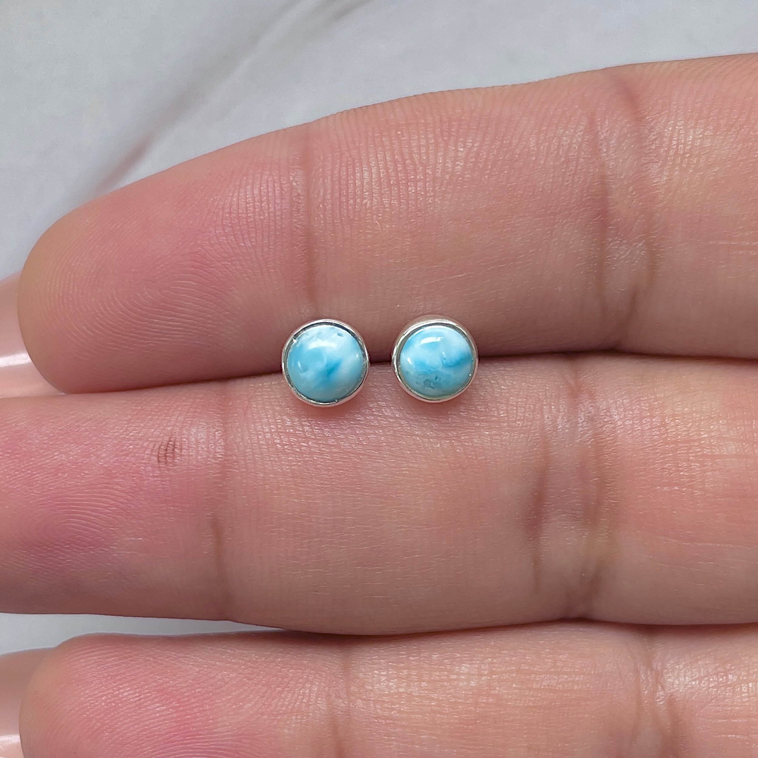 Larimar Stud Earring-(LAR-E-3426.)