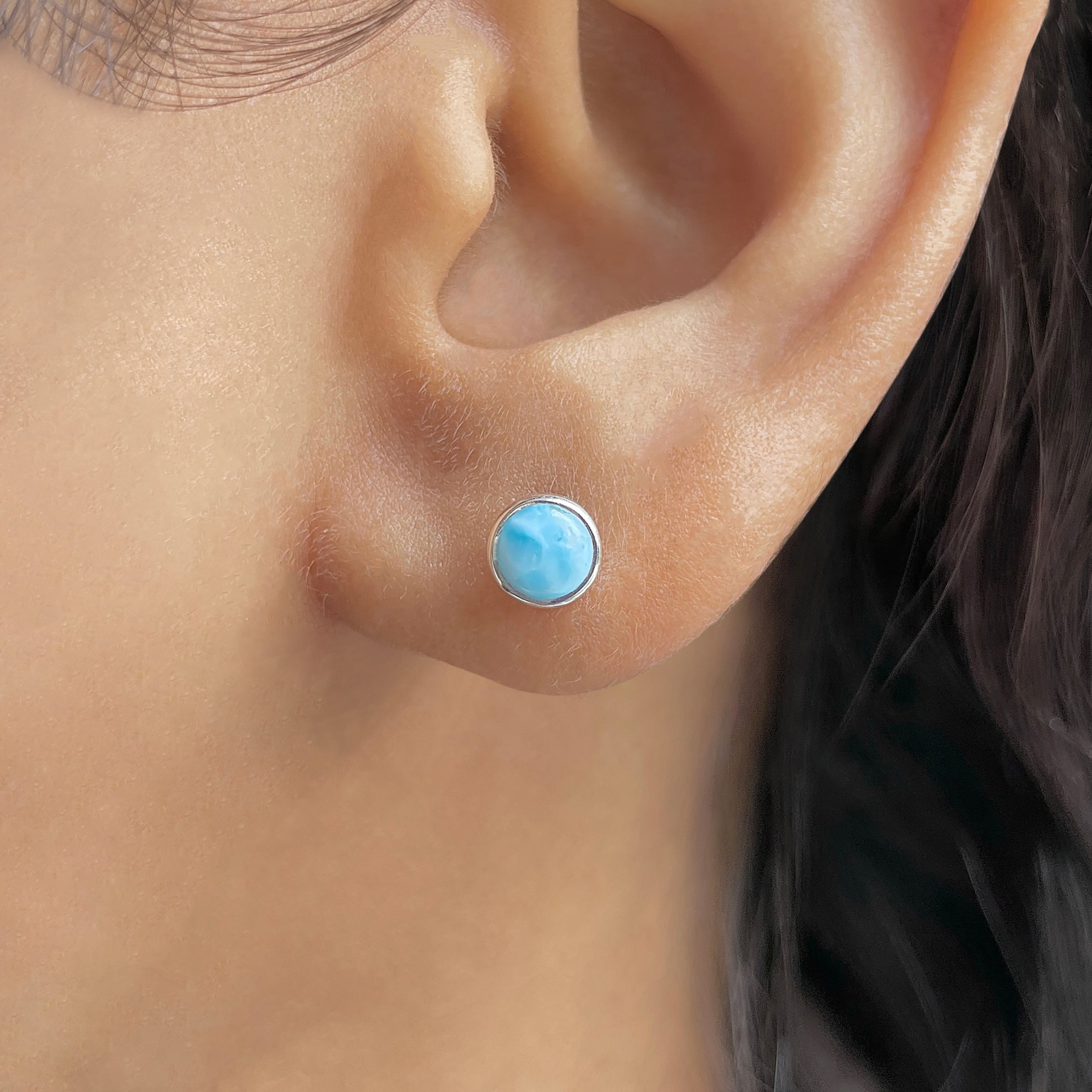 Larimar Stud Earring-(LAR-E-3426.)
