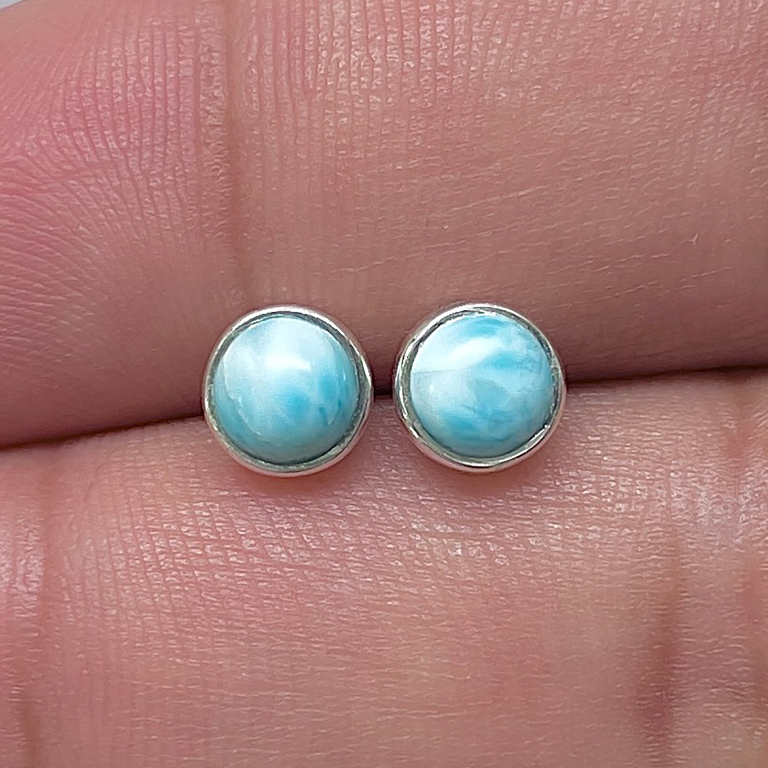 Larimar Stud Earring-(LAR-E-3428.)