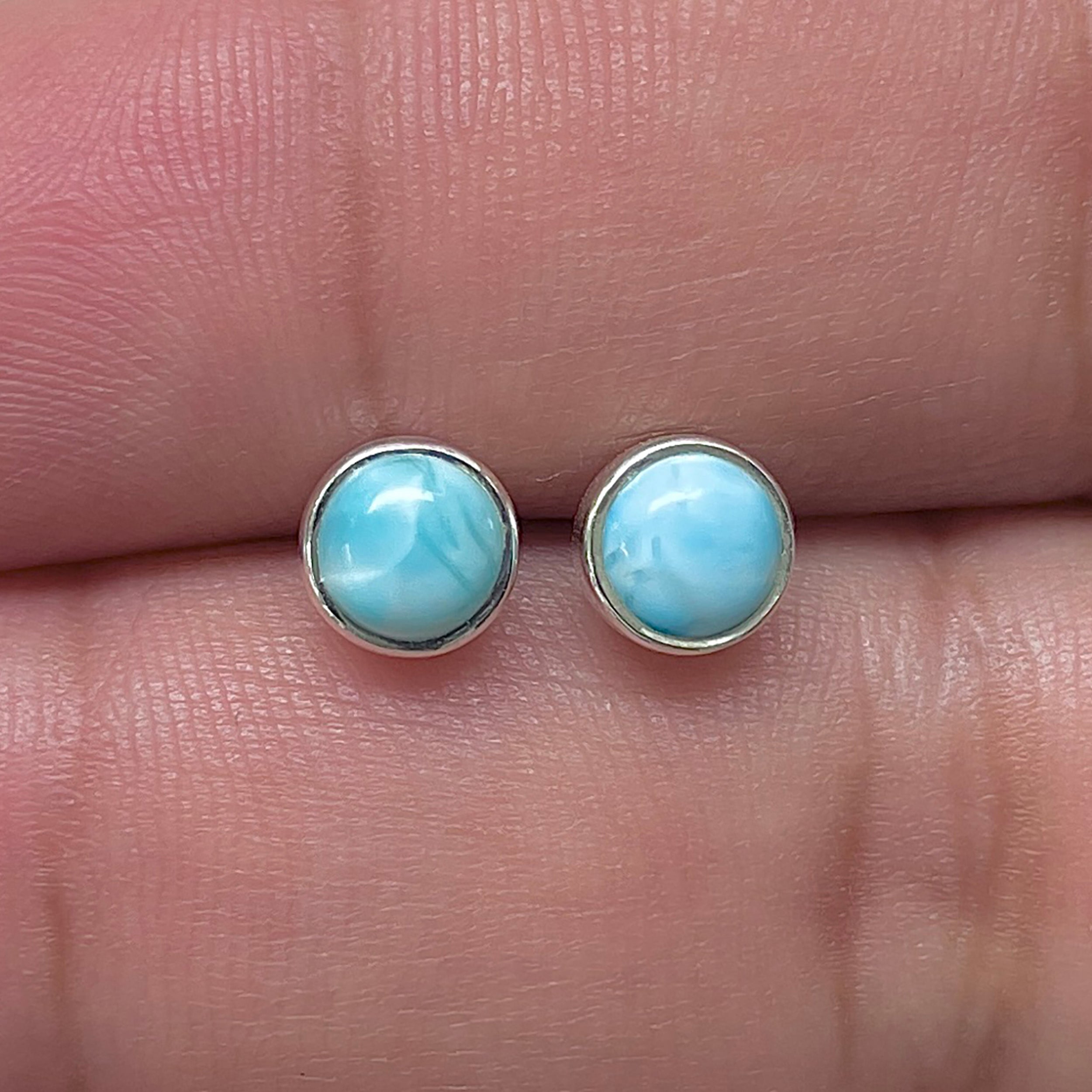 Larimar Stud Earring-(LAR-E-3429.)