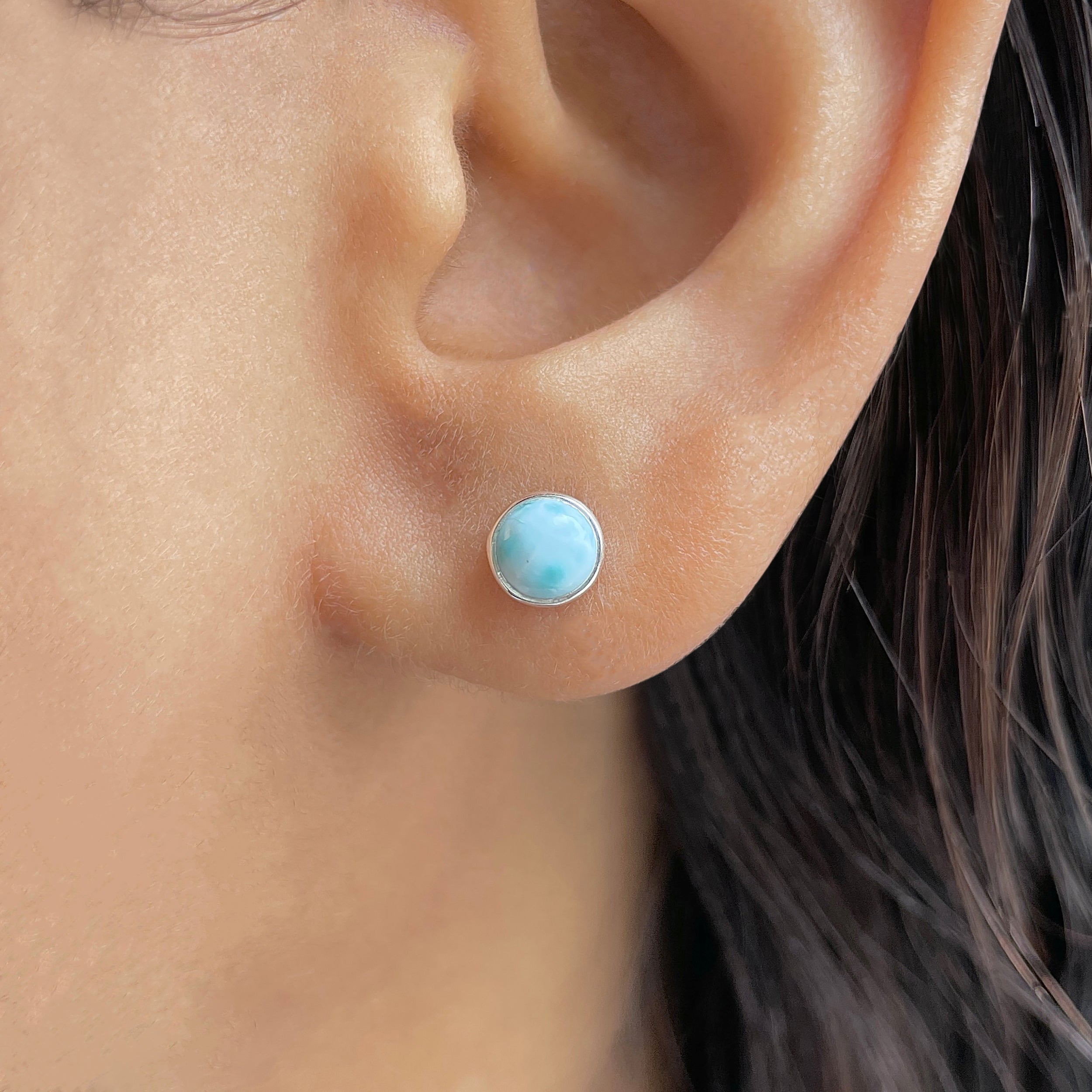 Larimar Stud Earring-(LAR-E-3440.)