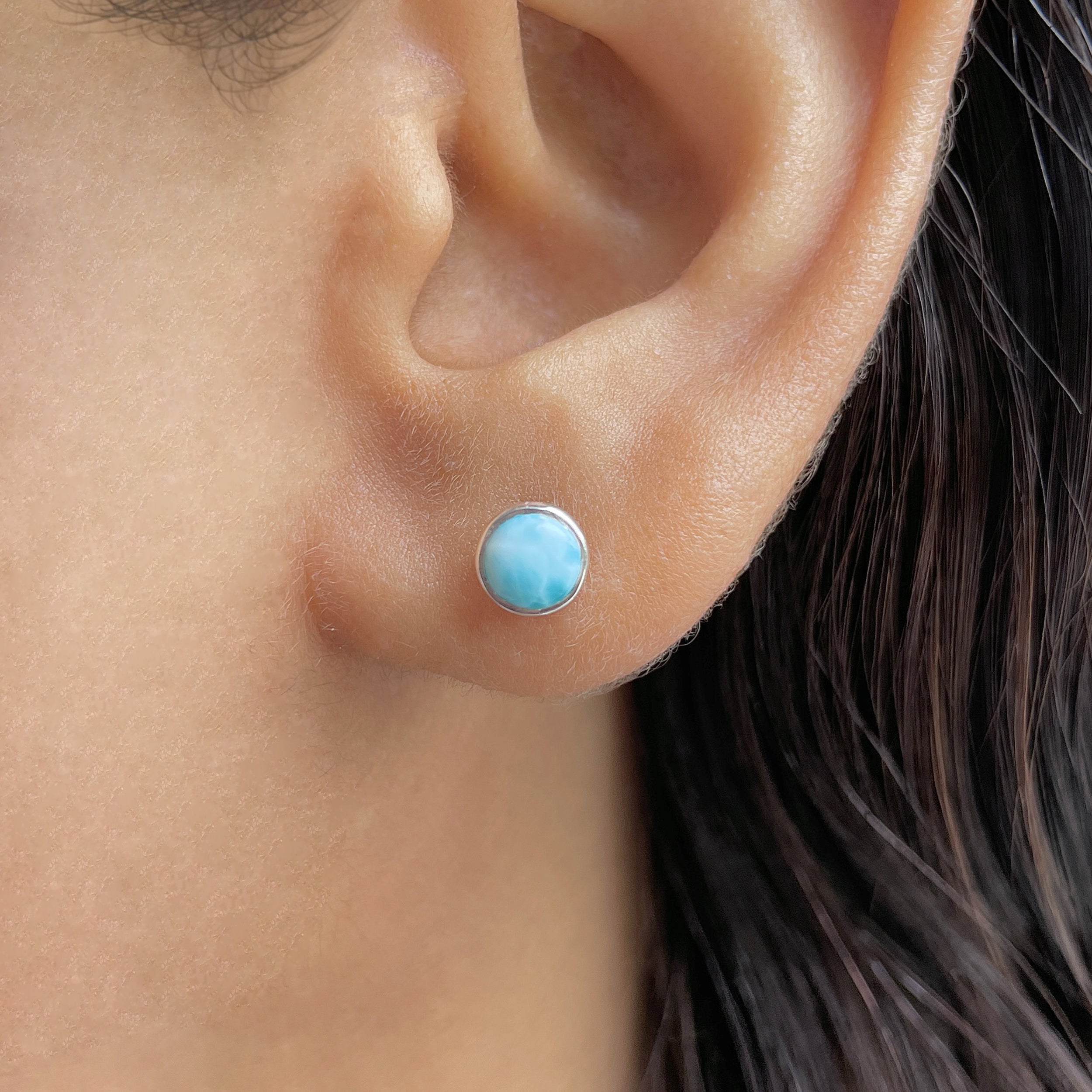 Larimar Stud Earring-(LAR-E-3442.)