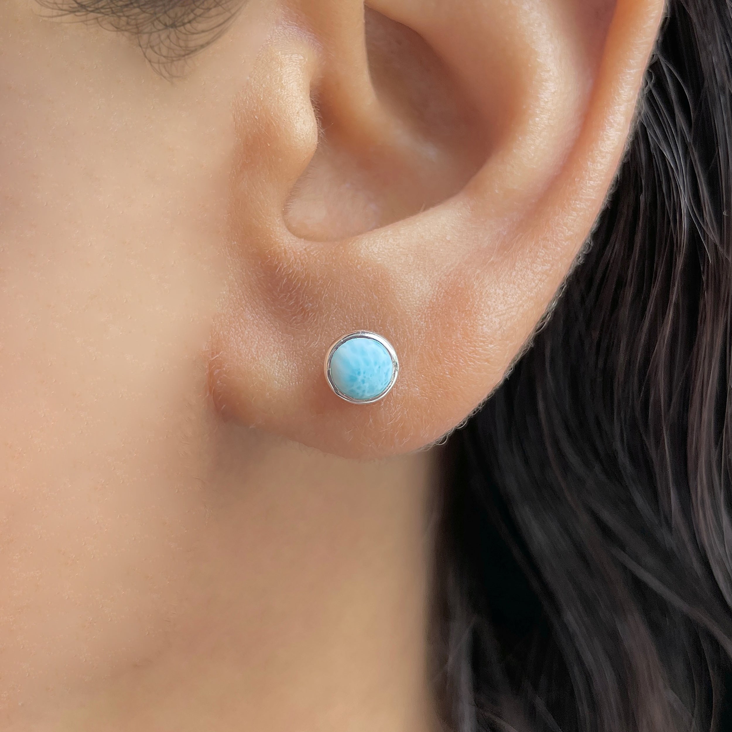 Larimar Stud Earring-(LAR-E-3443.)