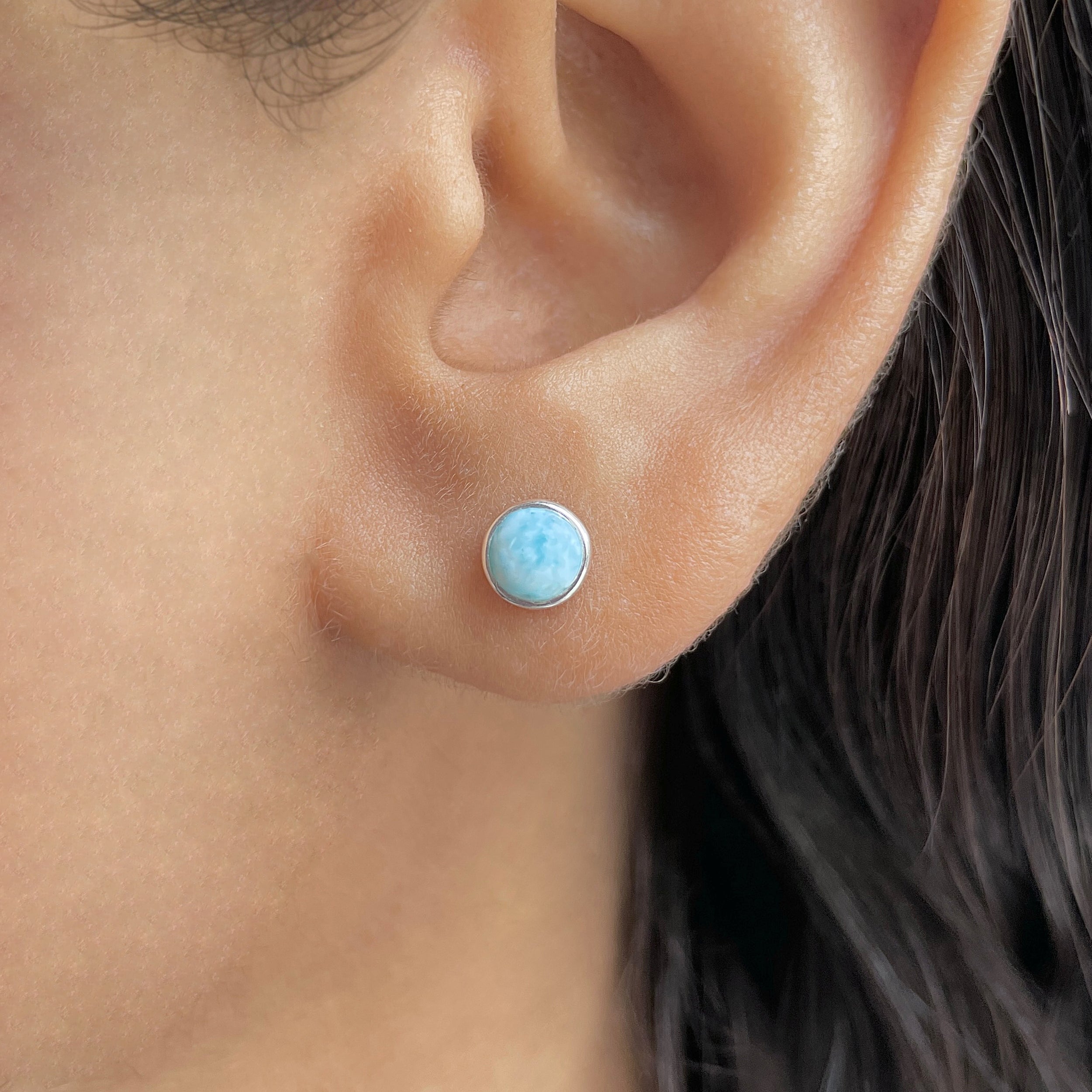 Larimar Stud Earring-(LAR-E-3446.)