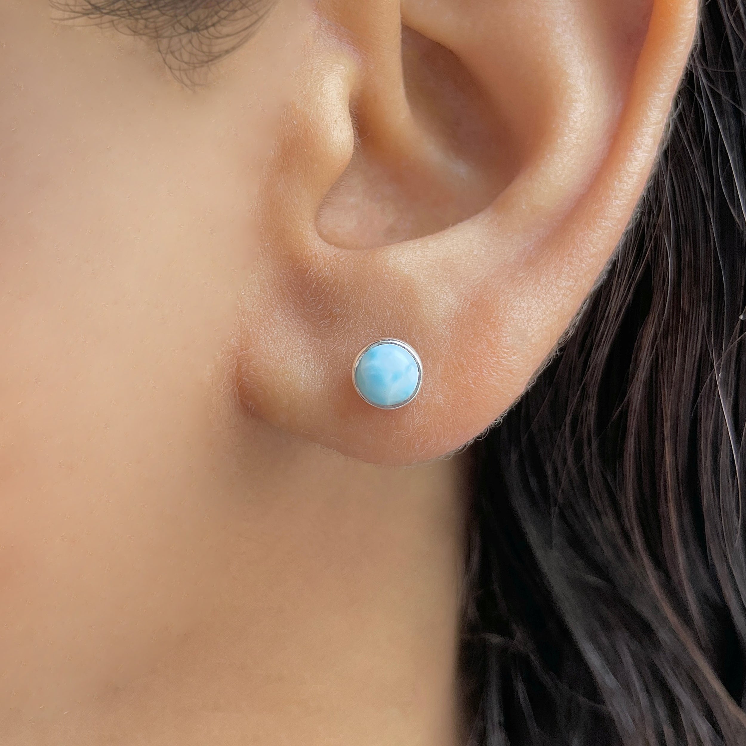 Larimar Stud Earring-(LAR-E-3447.)