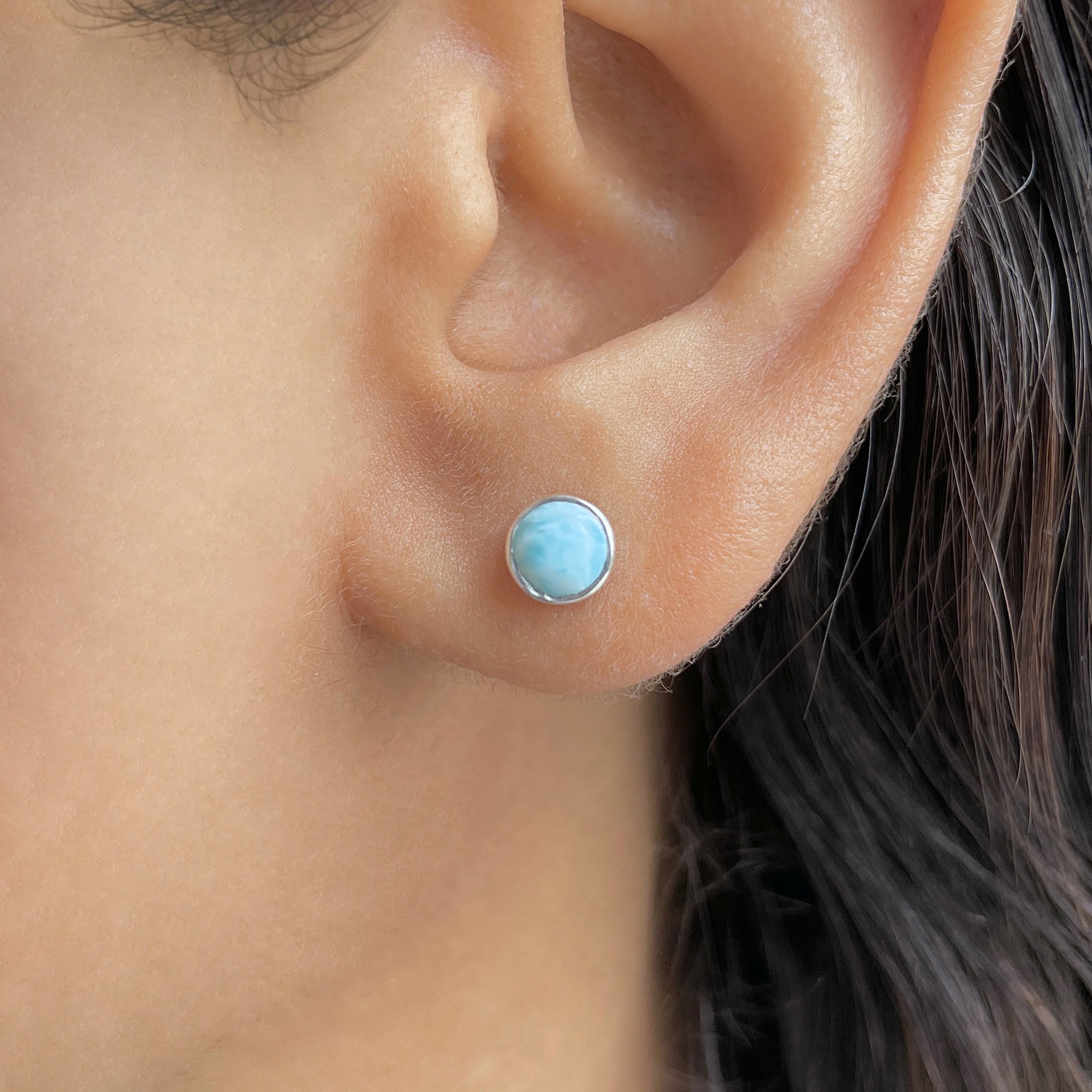 Larimar Stud Earring-(LAR-E-3449.)