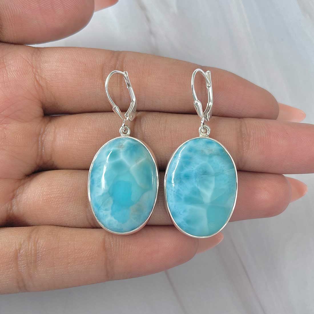 Larimar Earring-(LAR-E-345.)