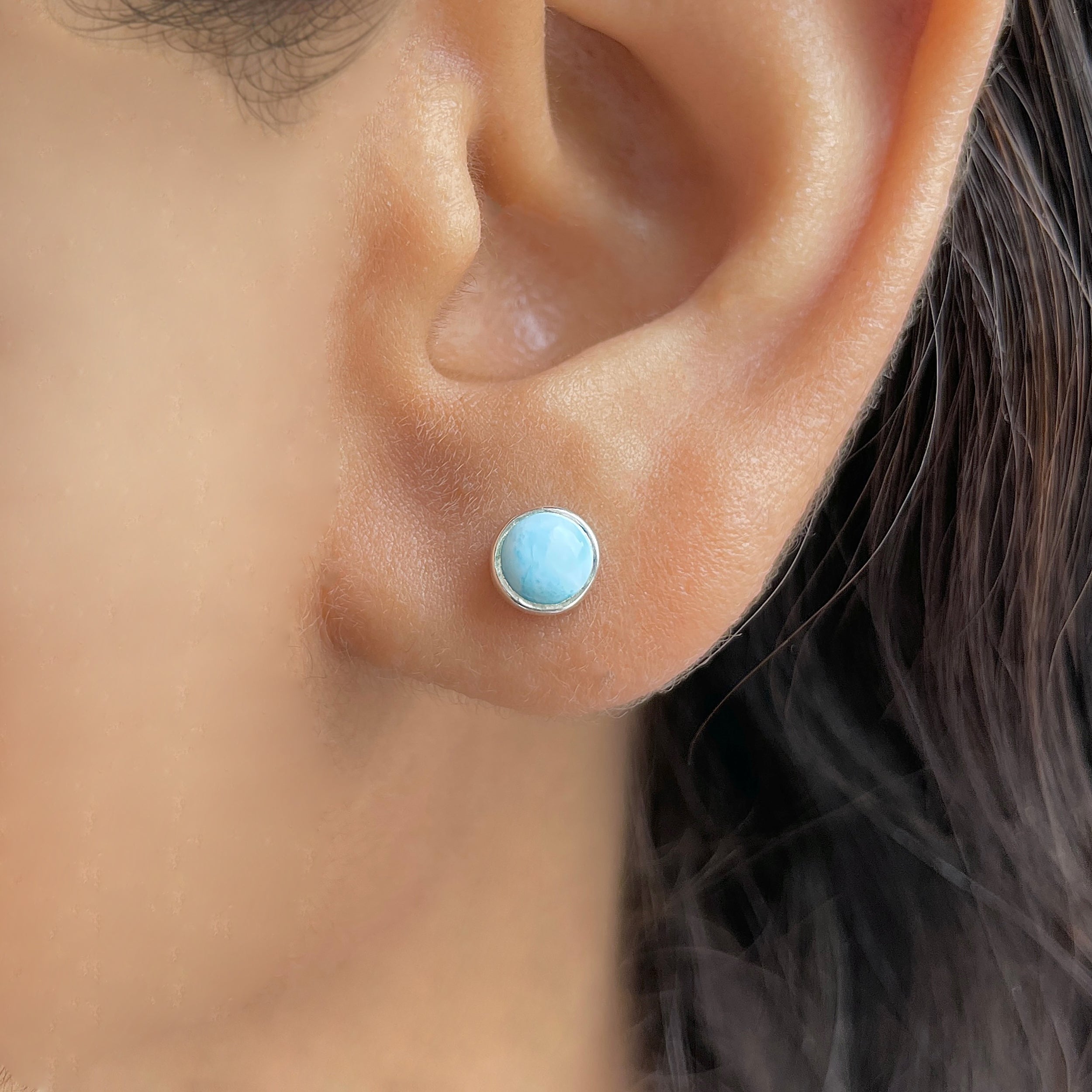 Larimar Stud Earring-(LAR-E-3450.)
